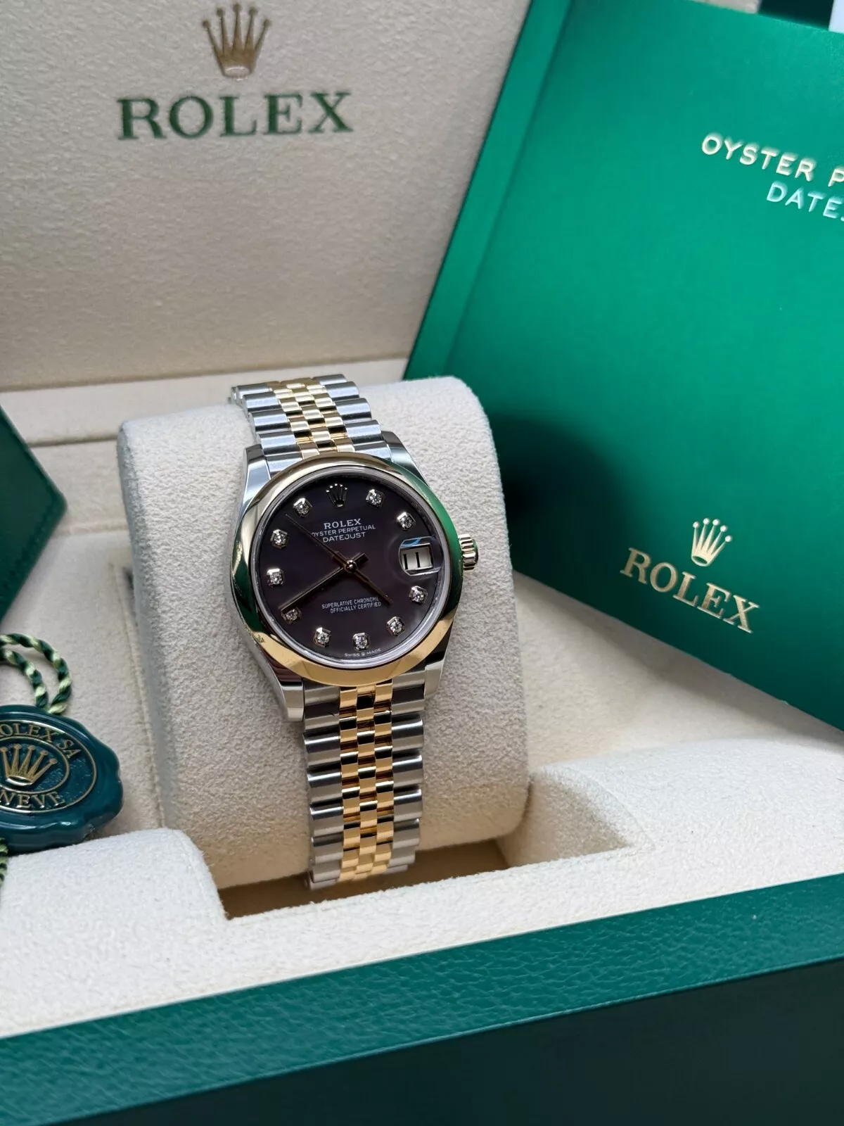 RLX Datejust m278243-0023/0024 31mm Black Mother-of-Pearl Dial Yellow Rolesor Oyster Watch