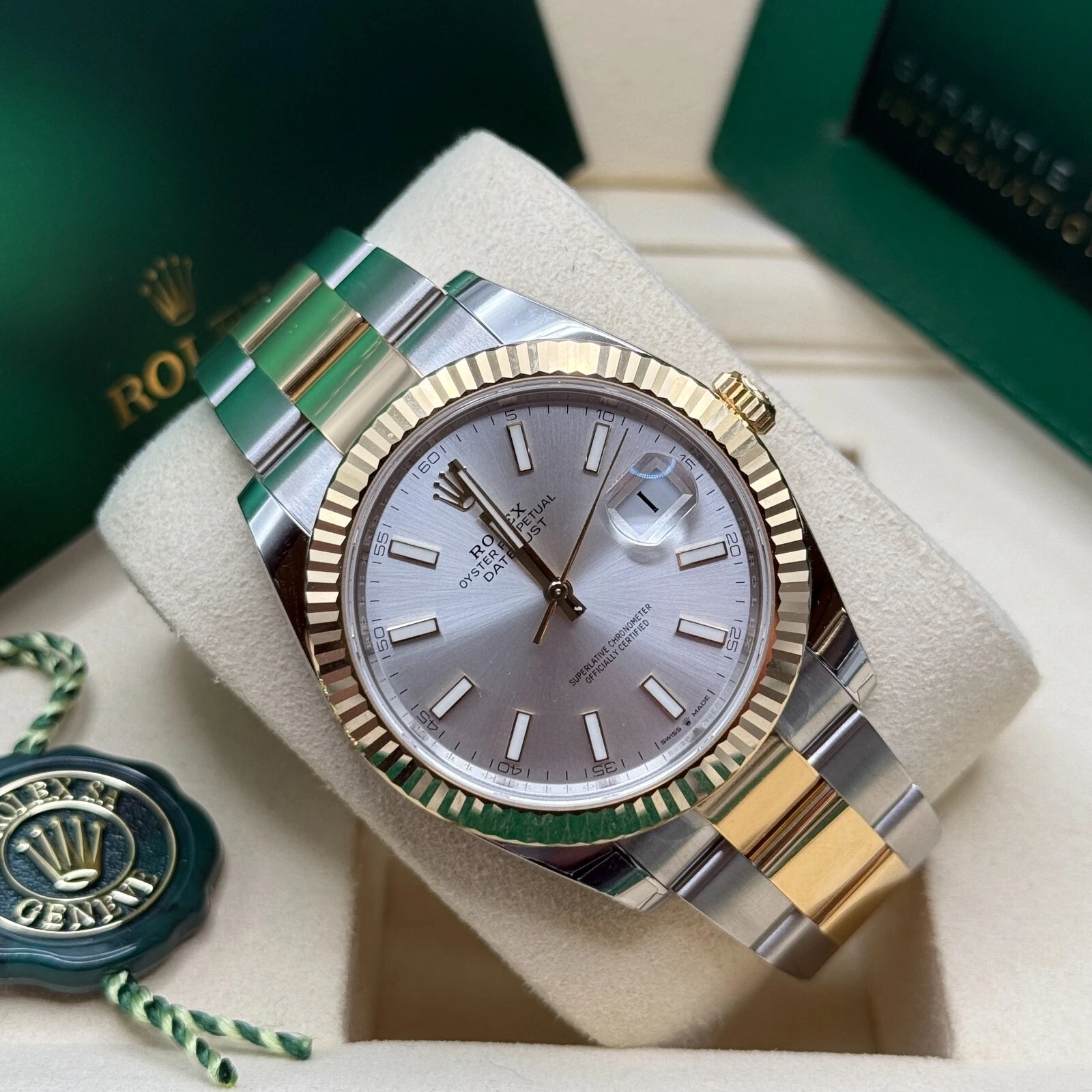 RLX  Datejust 41mm 126333 Silver Index Oyster Steel and Yellow Gold Mens Watch