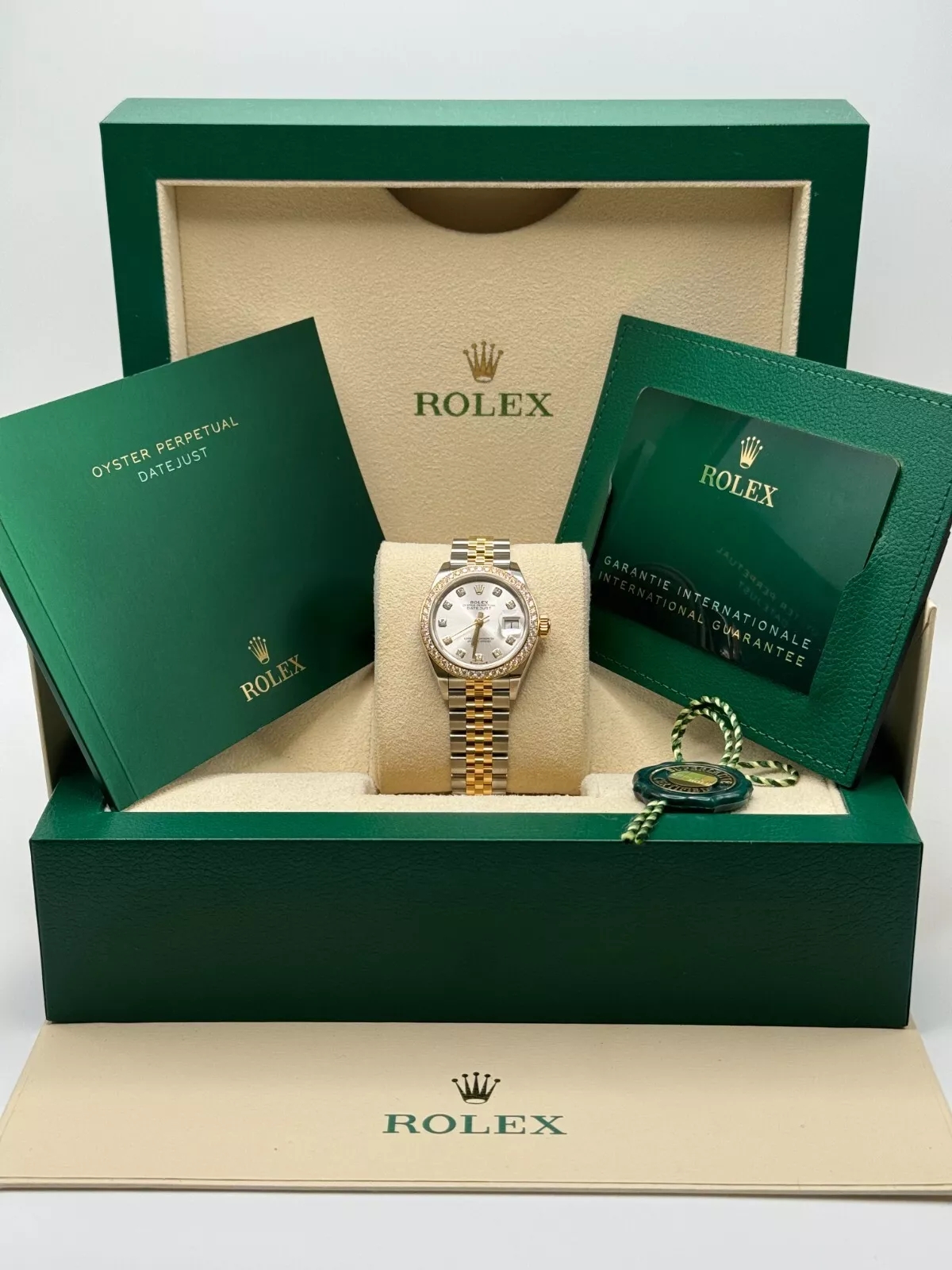 RLX Lady-Datejust 28mm 279383RBR Silver Diamond Dial Yellow Rolesor Oyster Bracelet