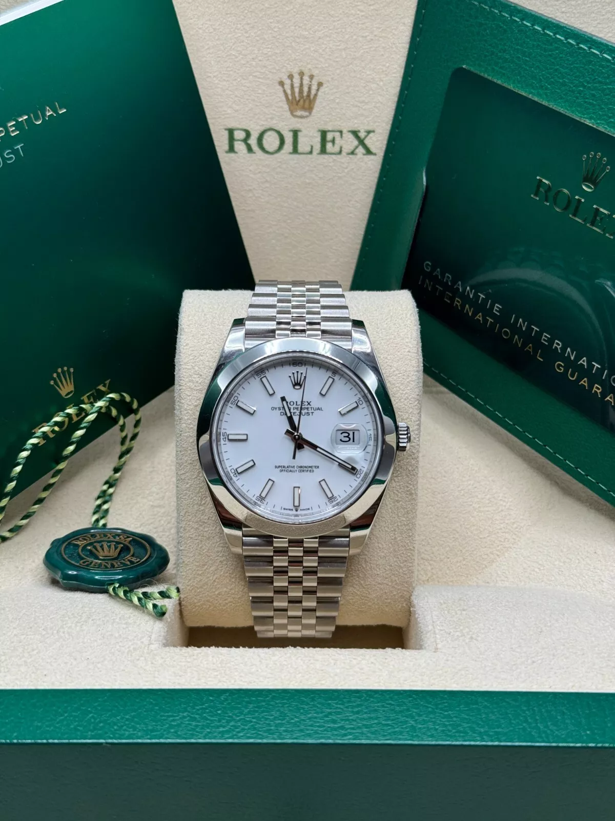 RLX  Datejust 41mm 126300 White Index Oyster Stainless Steel Watch