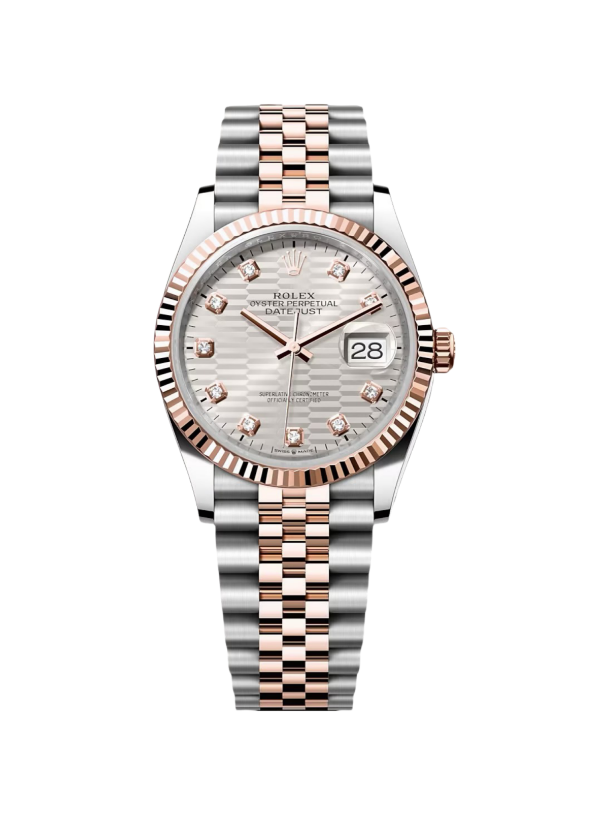 RLX  Datejust 36mm 126231 Silver Fluted Motif Dial Oystersteel and Everose gold Bracelet