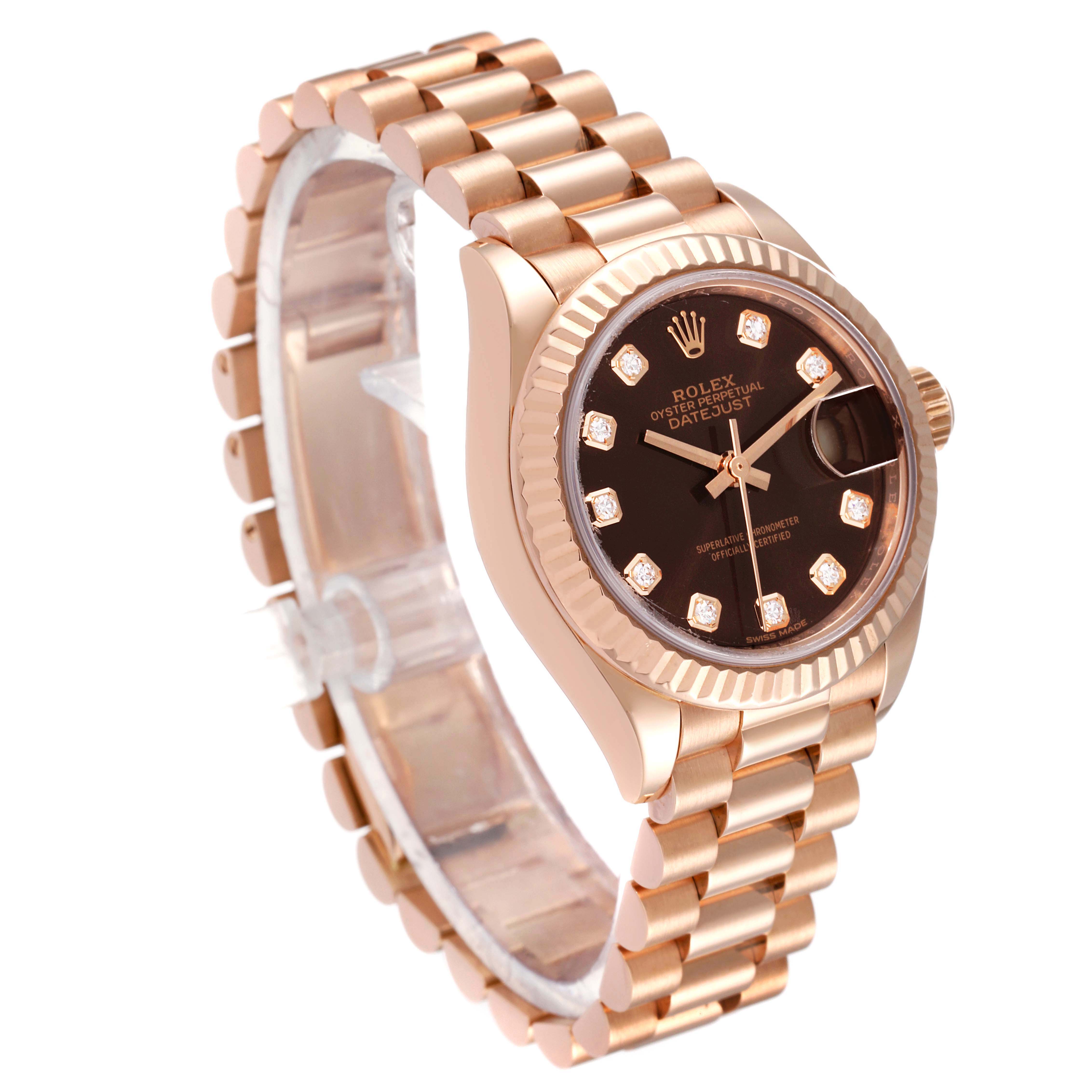 RLX Lady-Datejust 28mm 279175 Chocolate Diamond-Set Dial President Everose Gold