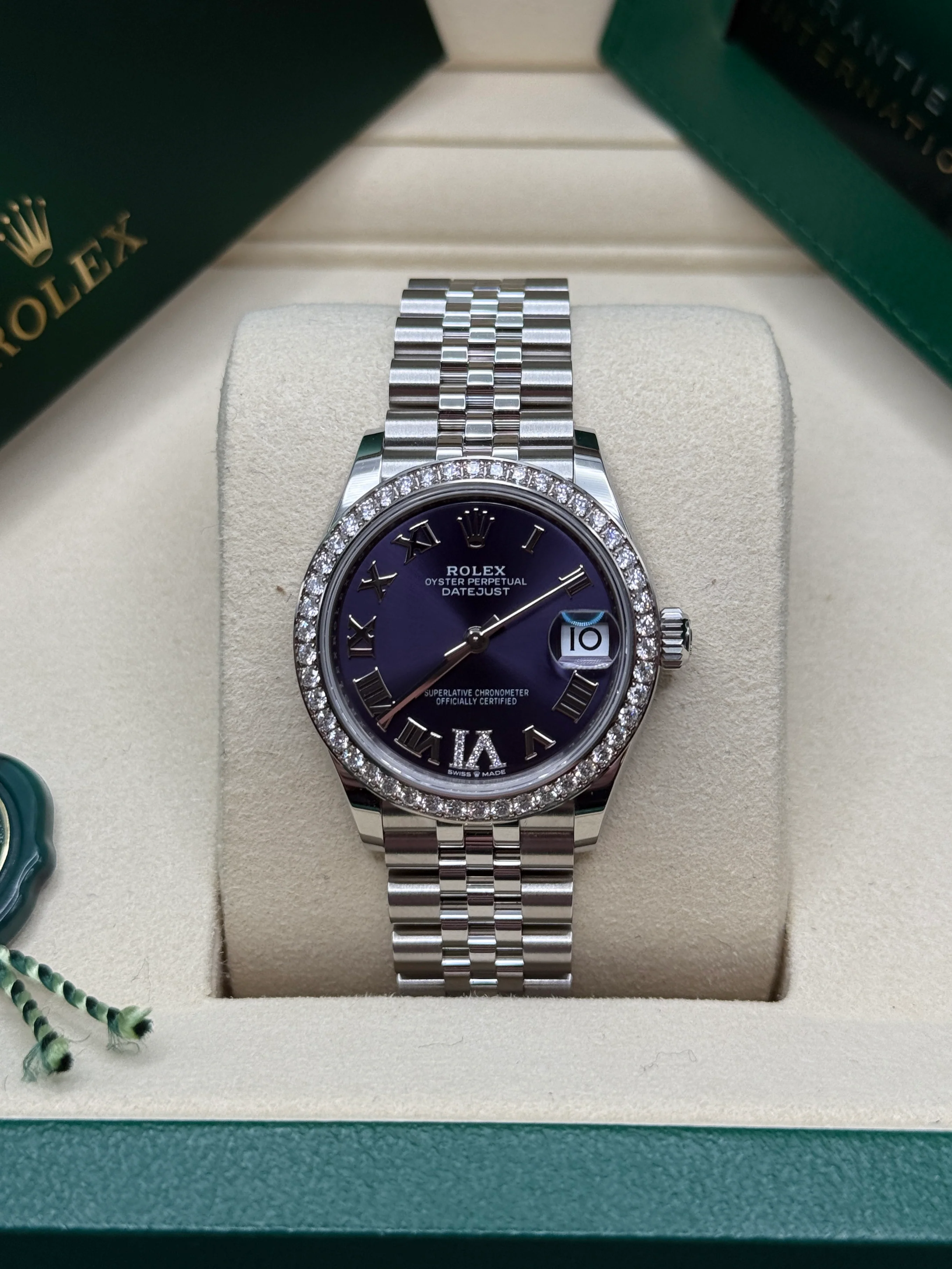 RLX Datejust m278384RBR-0029/0030 Aubergine 31mm Dial Jubilee Watch