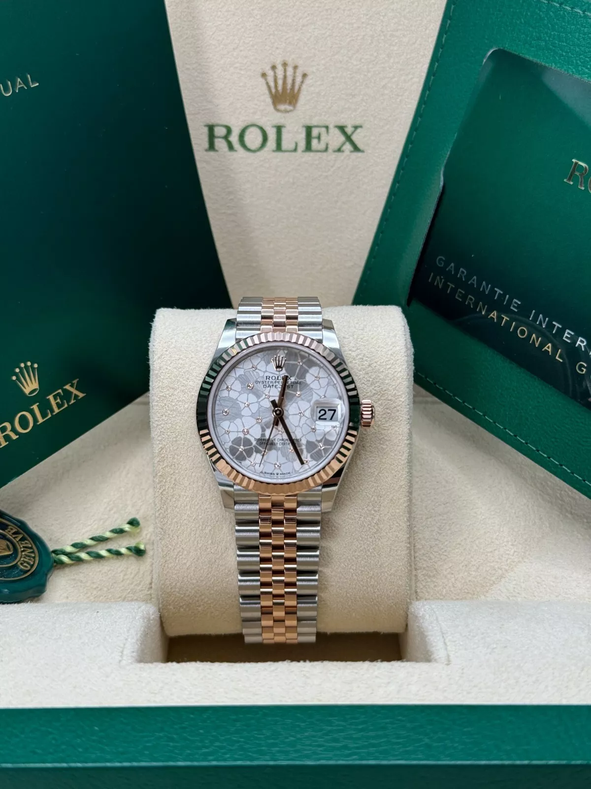RLX Datejust m278271-0031/0032 Silver Floral Motif 31mm Dial Oyster Bracelet Watch