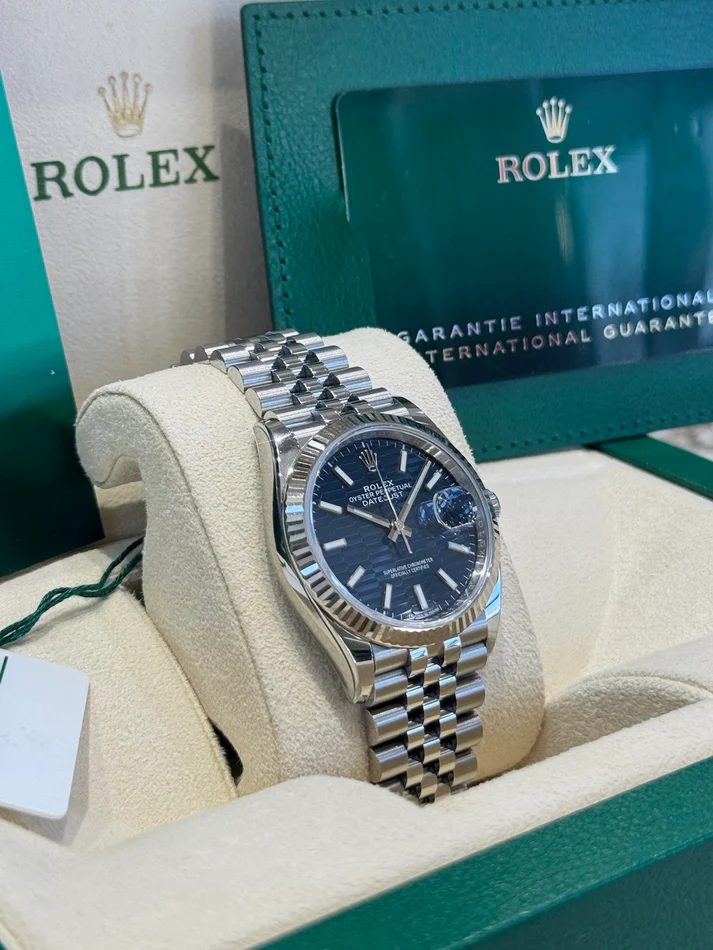 RLX  Datejust 36mm 126234 Blue Fluted Motif Dial Jubilee Bracelet