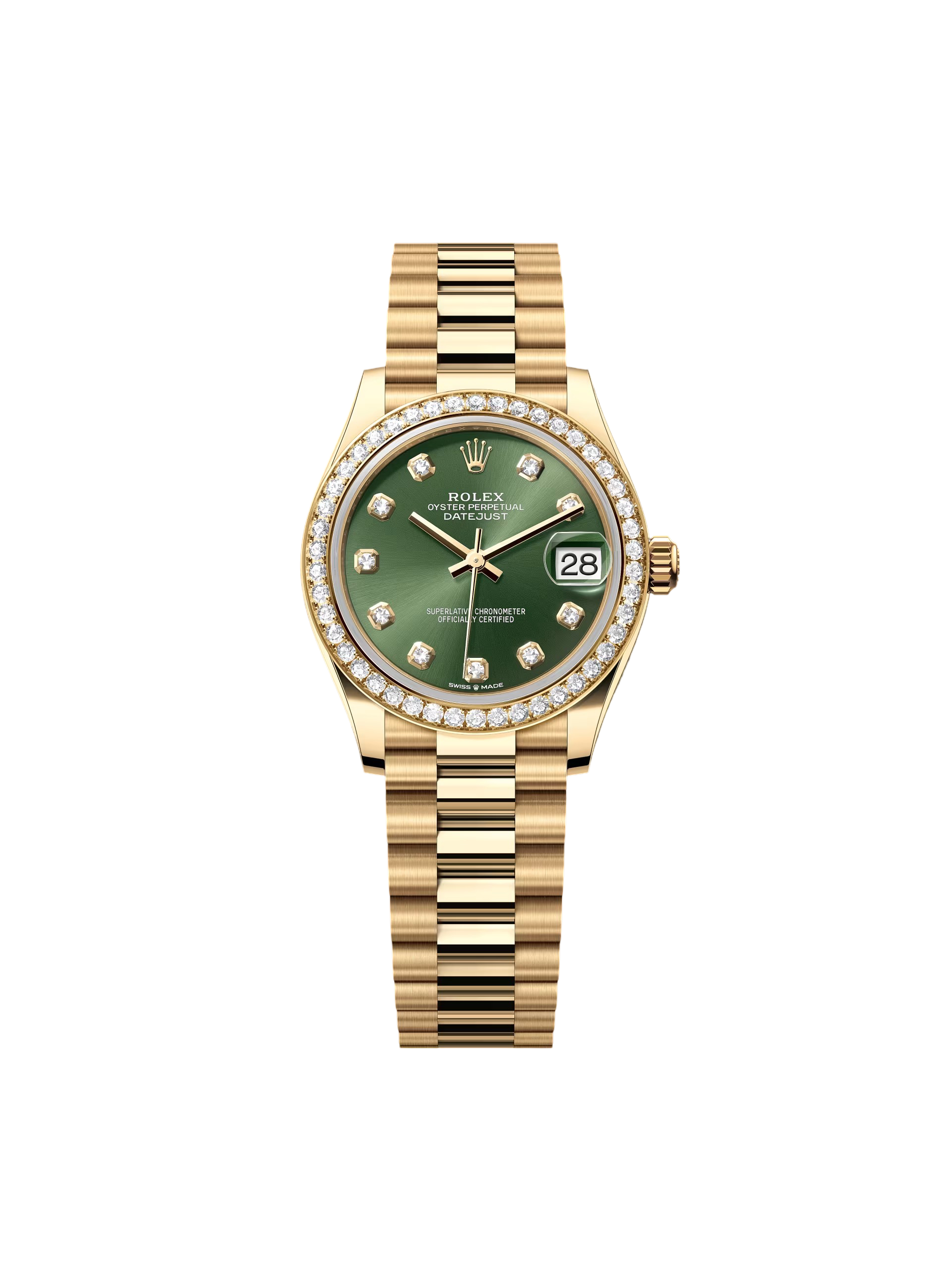 RLX Datejust m278288RBR-0007 Olive Green 31mm Dial President Bracelet Watch