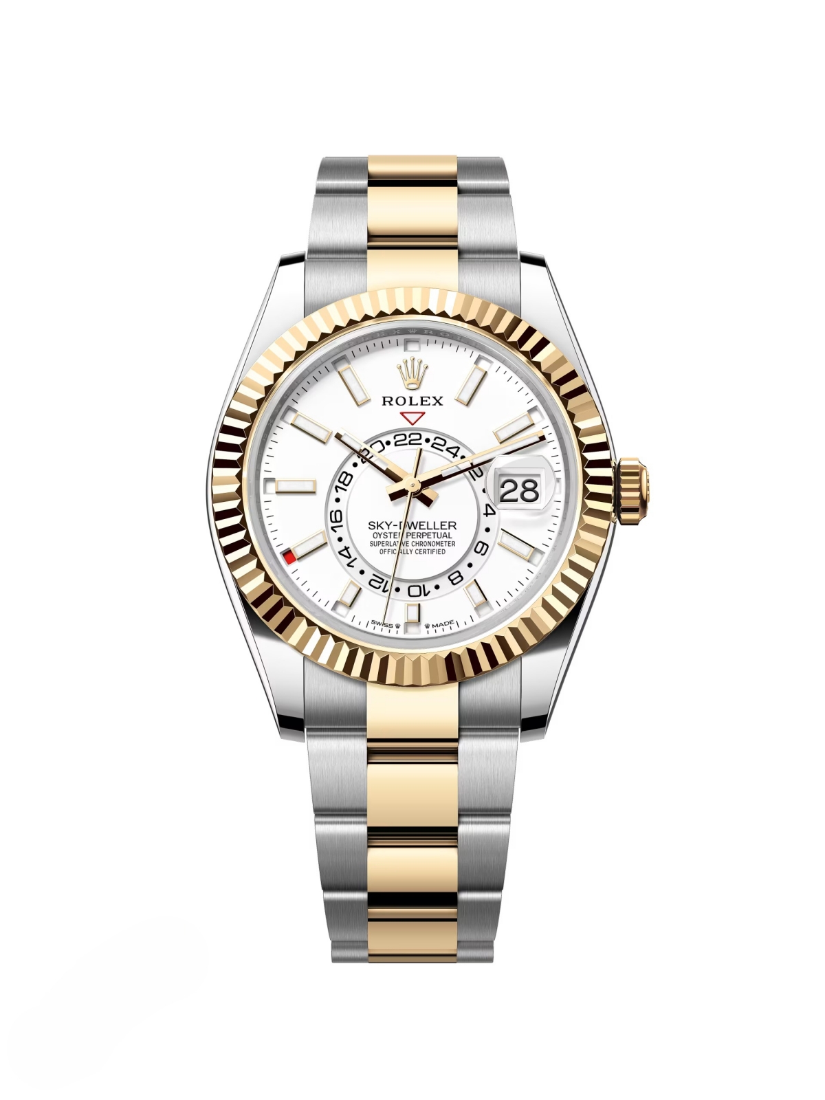 RLX  Sky-Dweller 42mm 336933-0005/0006 Two-Tone Yellow Gold White Dial Oyster