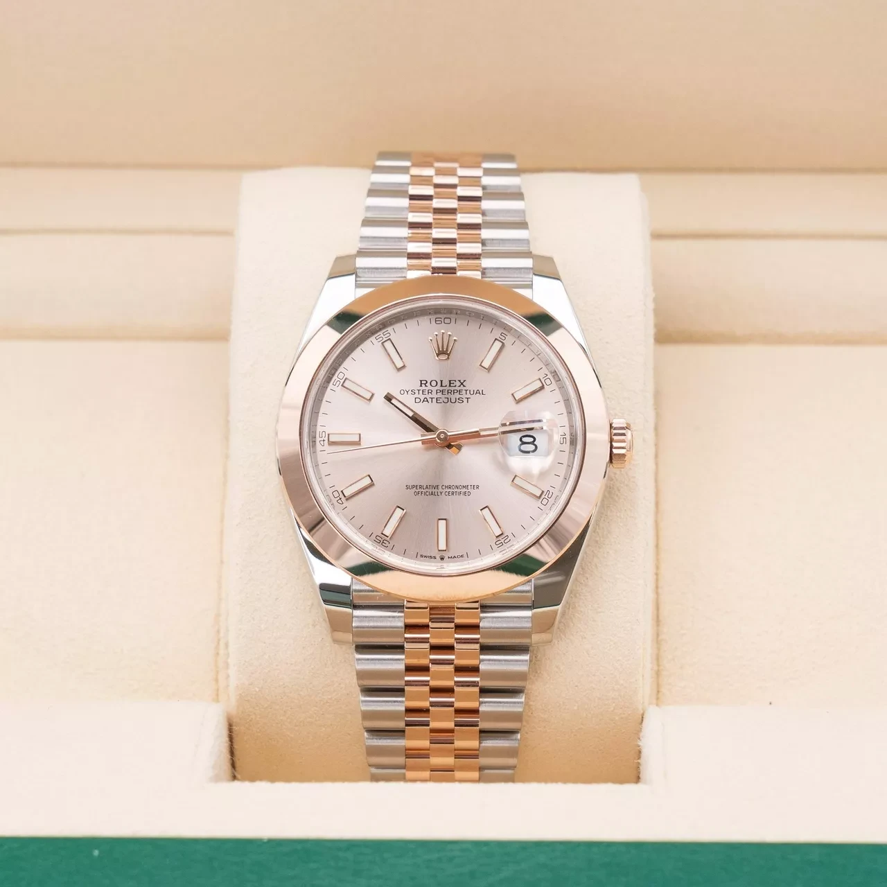 RLX Datejust 41mm 126301 Sundust Index Oyster Steel and Everose Gold Watch
