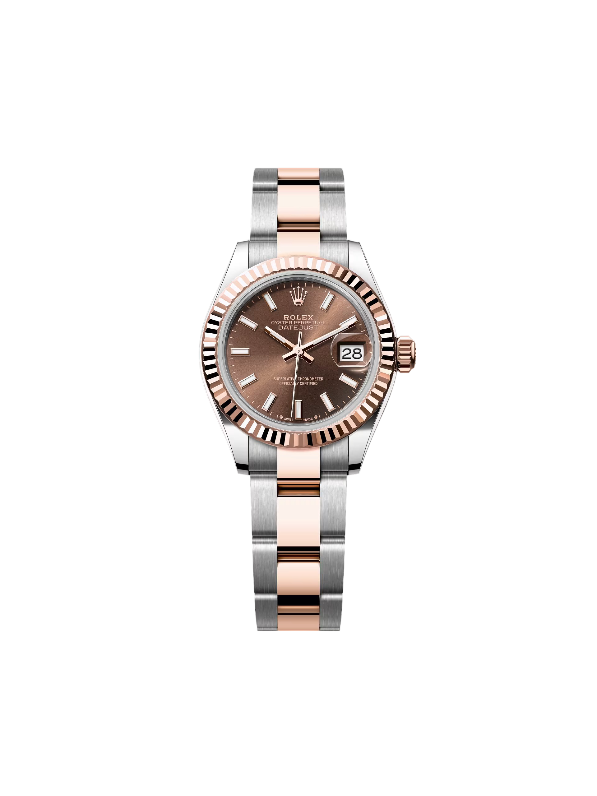 RLX Lady-Datejust 28mm 279171 Chocolate Index Oyster Stainless Steel and Rose Gold