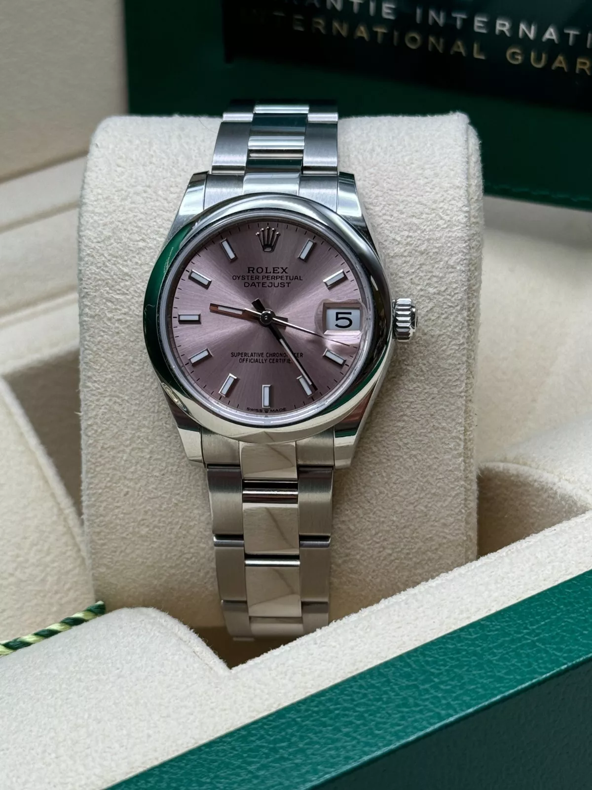 RLX Datejust m278240-0007/0008 31mm Pink Index Domed Bezel Oyster Oystersteel