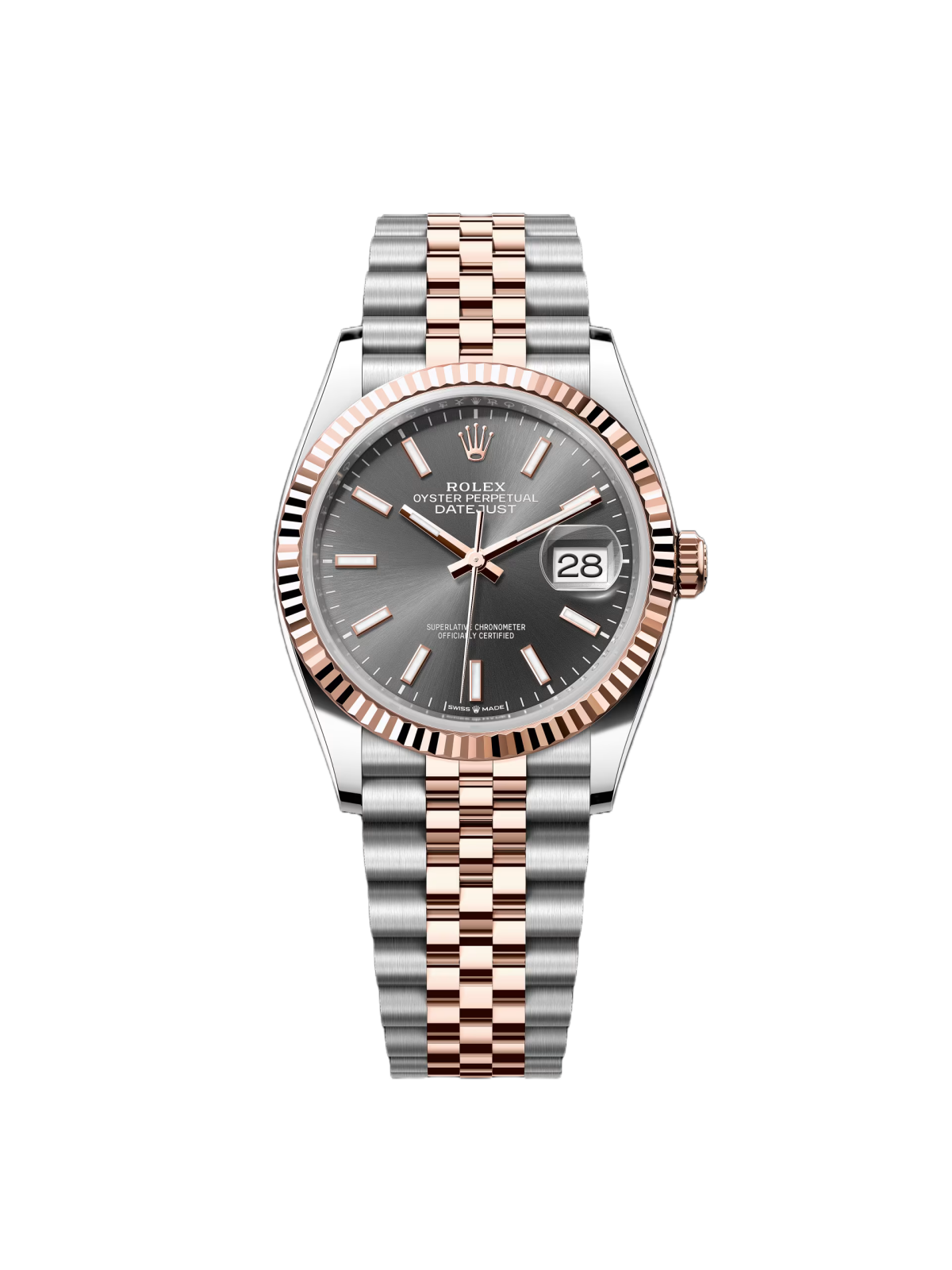 RLX  Datejust 36mm 126231 Slate/Gray Dial Oystersteel and 18K Rose gold Oyster Bracelet