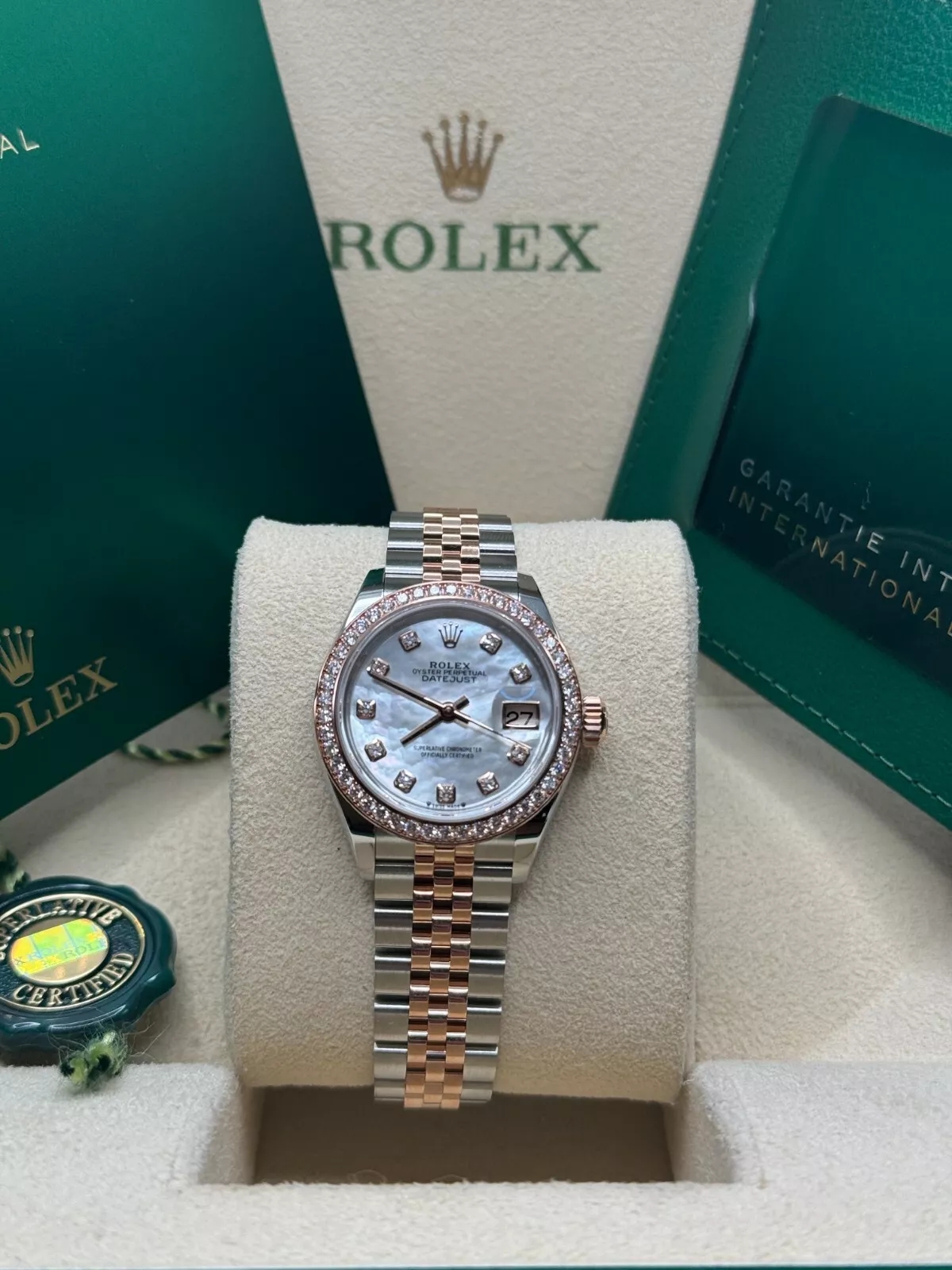 RLX Lady-Datejust 28mm 279381RBR Mother-of-Pearl Diamond Dial Oyster Bracelet