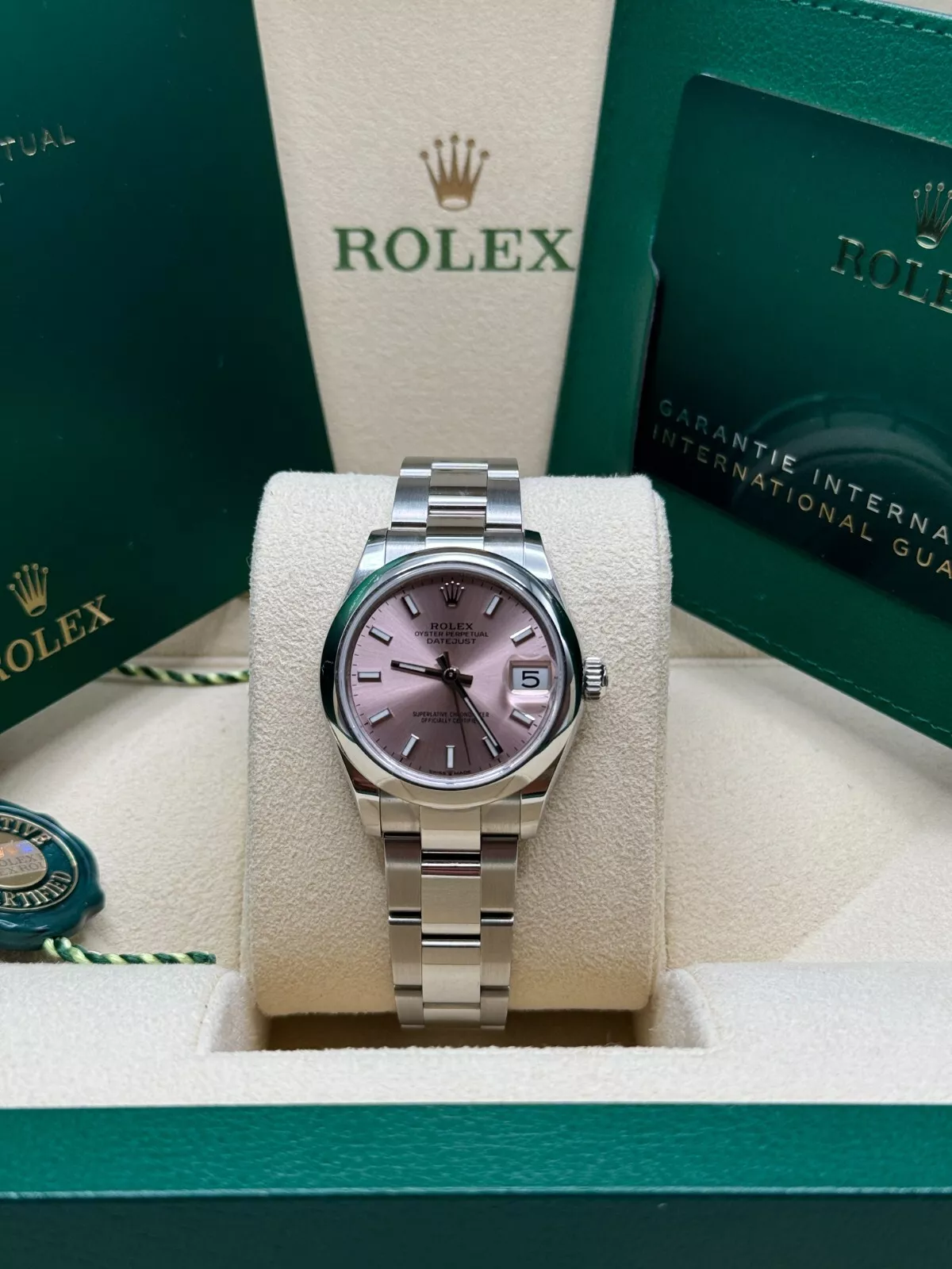 RLX Datejust m278240-0007/0008 31mm Pink Index Domed Bezel Oyster Oystersteel