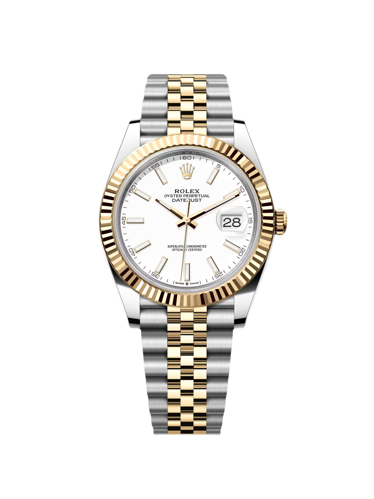 RLX  Datejust 41mm 126333 White Index Oyster Steel and Yellow Gold Mens Watch