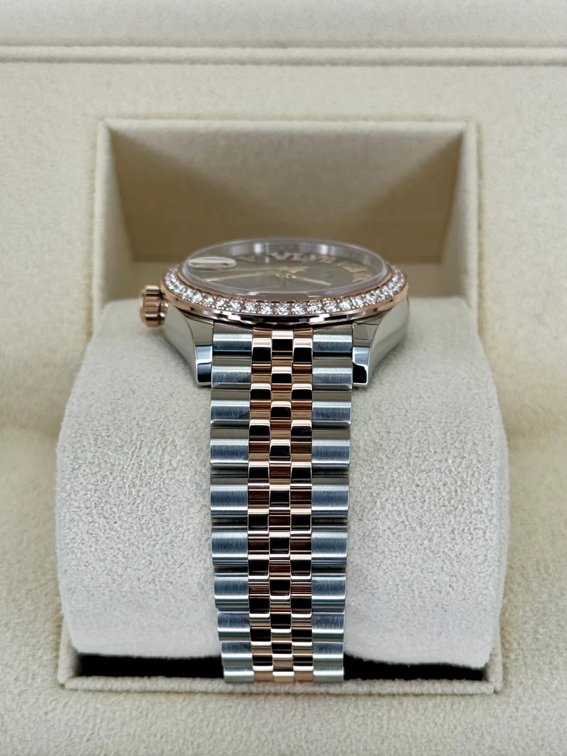 RLX Datejust m278381-0005/0006 Chocolate Roman Diamond 31mm Dial Diamond-Set Bezel and Oyster Bracelet Watch