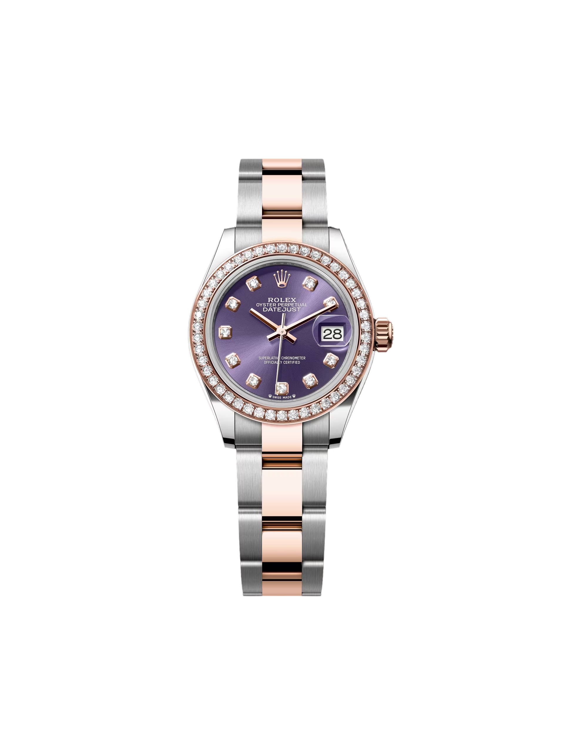 RLX Lady-Datejust 28mm 279381RBR Aubergine Diamond Dial Oyster Bracelet