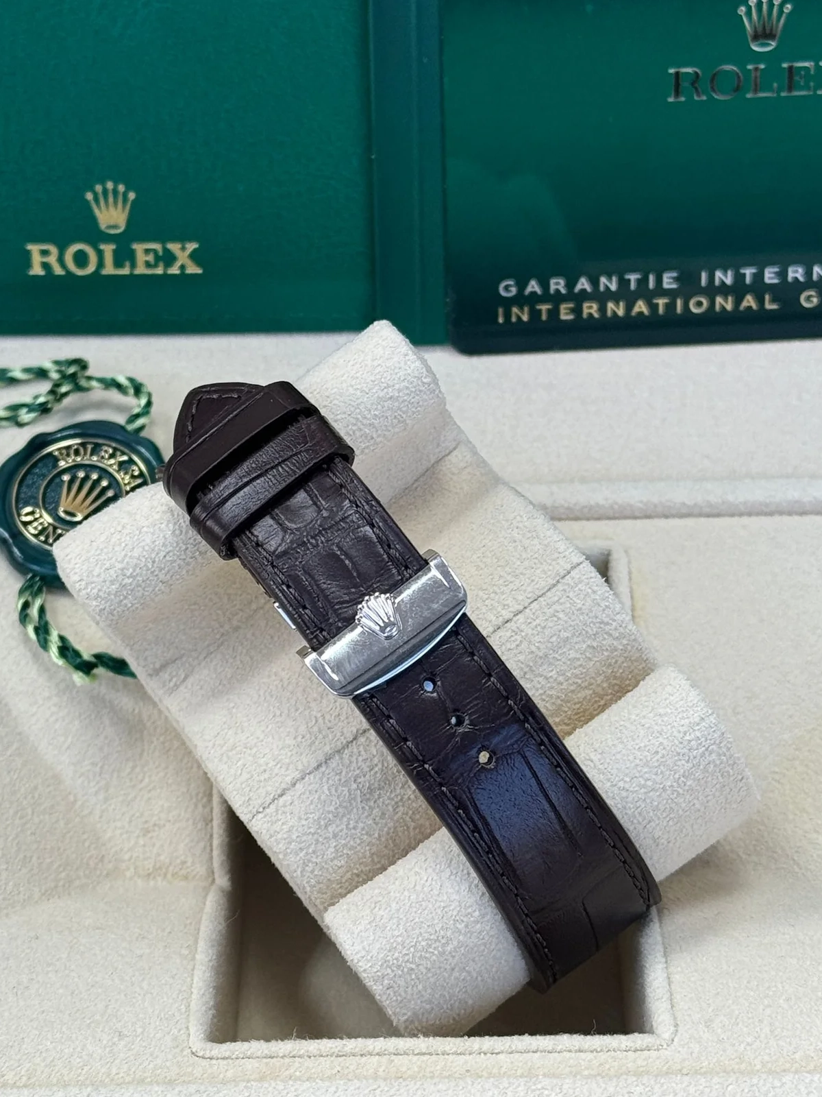 Rolex 1908 Platinum Ice Blue Dial Brown Alligator Strap - 52506-0002