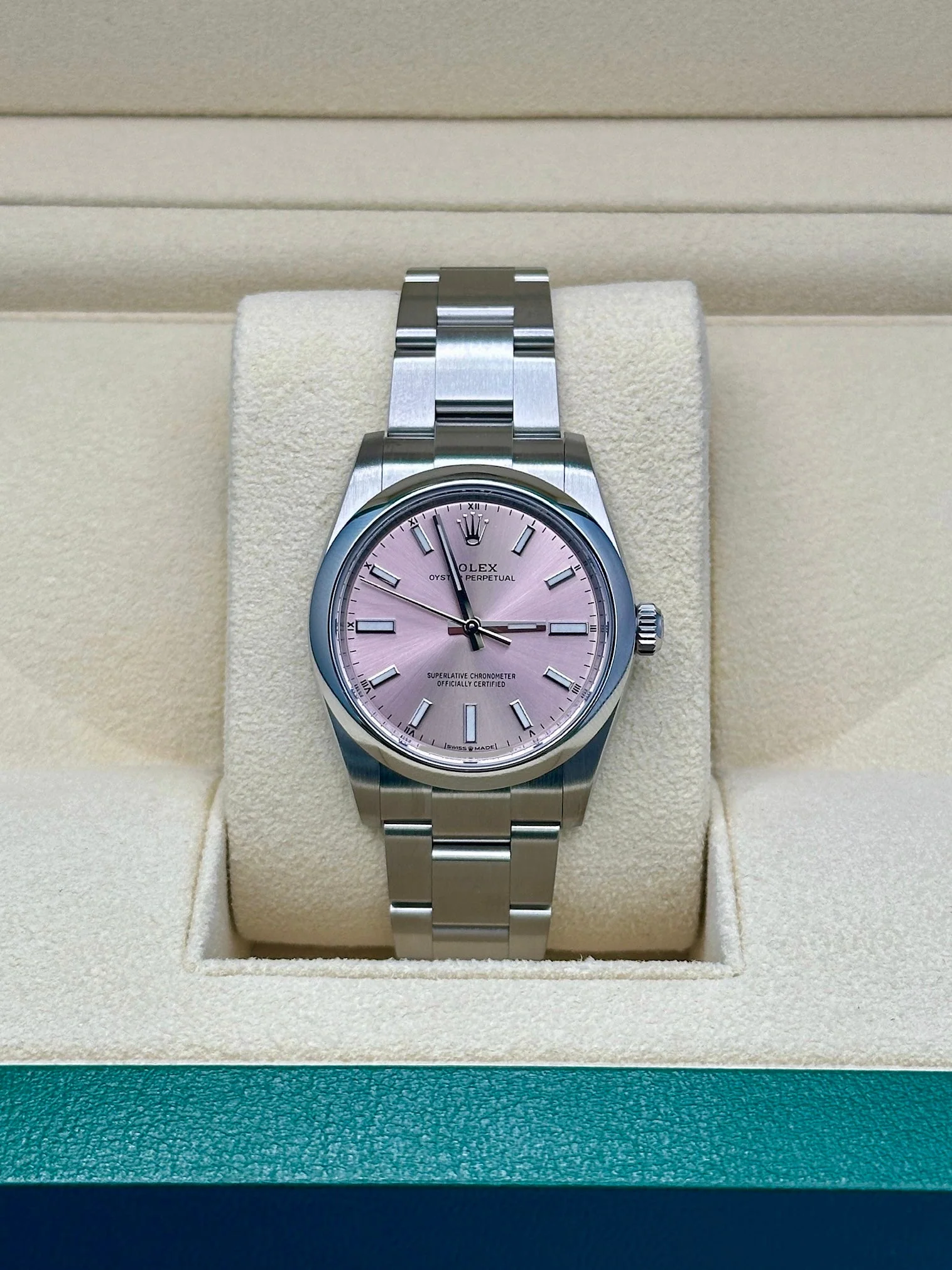 RLX Oyster Perpetual 34mm 124200-0009 Pink Dial Oyster Stainless Steel Bracelet Watch