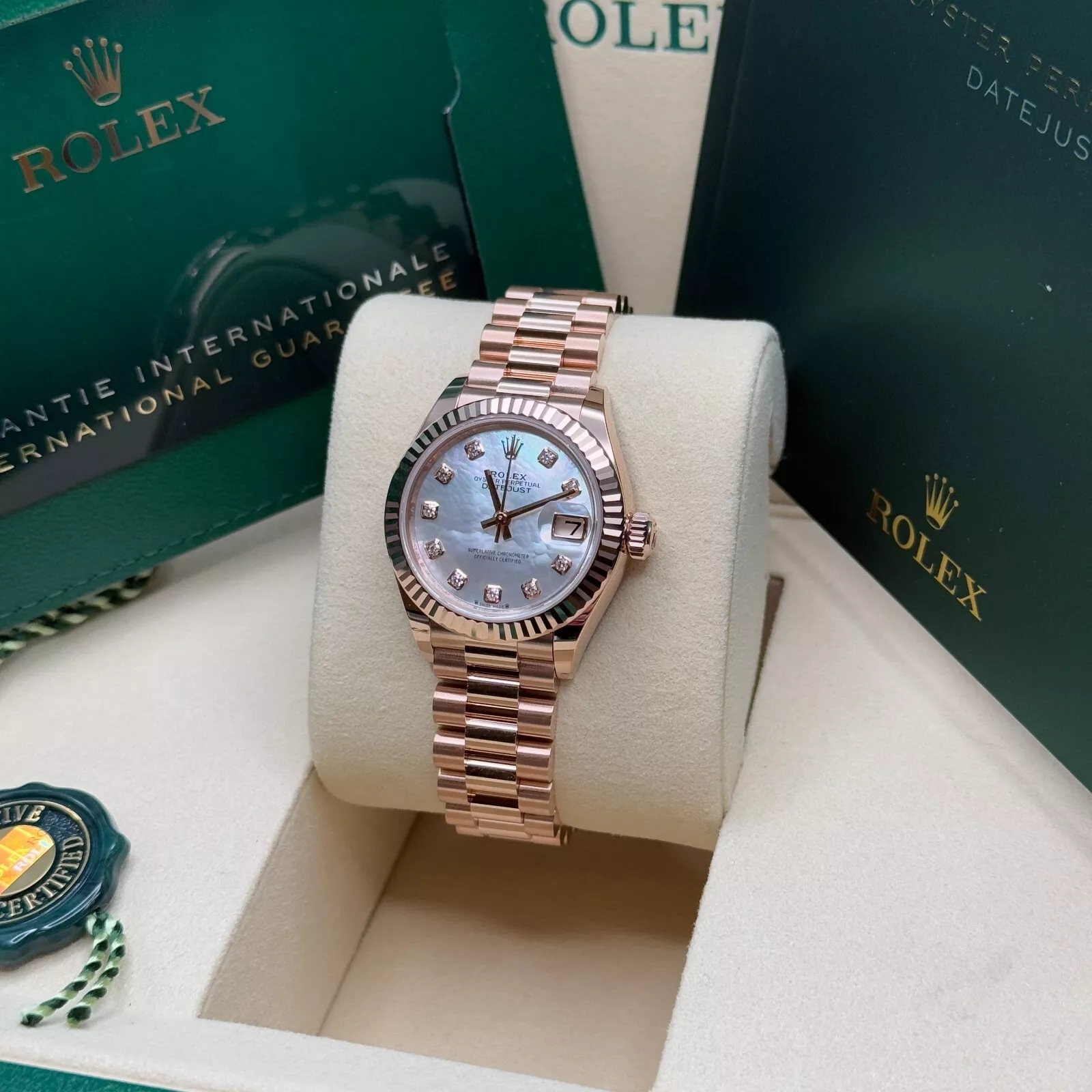 RLX Lady-Datejust 28mm 279175 Mother-of-Pearl Dial President Everose Gold