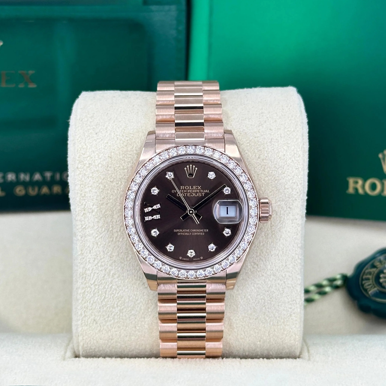 RLX  Lady-Datejust 28mm 279135RBR Chocolate Diamond Dial Jubilee Bracelet