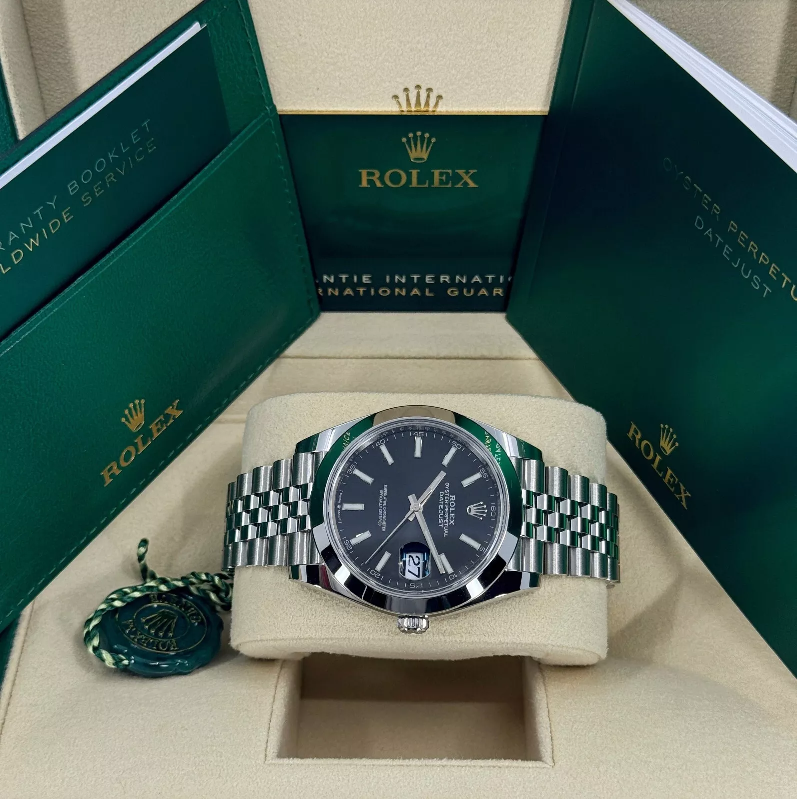 RLX Datejust 41mm 126300 Black Index Oyster 41mm Stainless Steel Watch