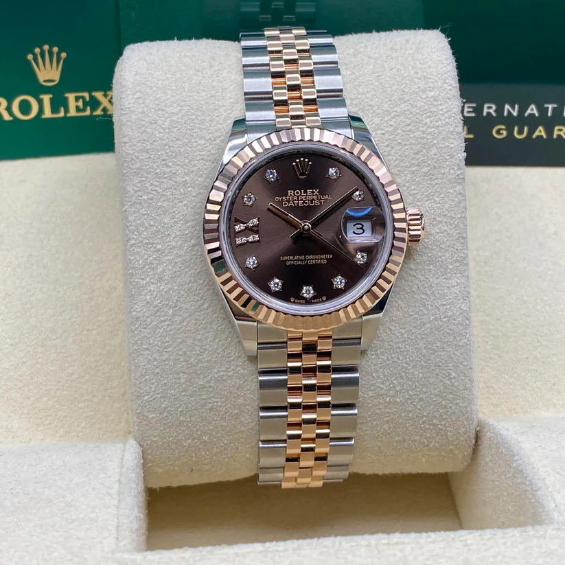 RLX Lady-Datejust 28mm 279171 Chocolate Diamond Set Oyster Stainless Steel and Rose Gold