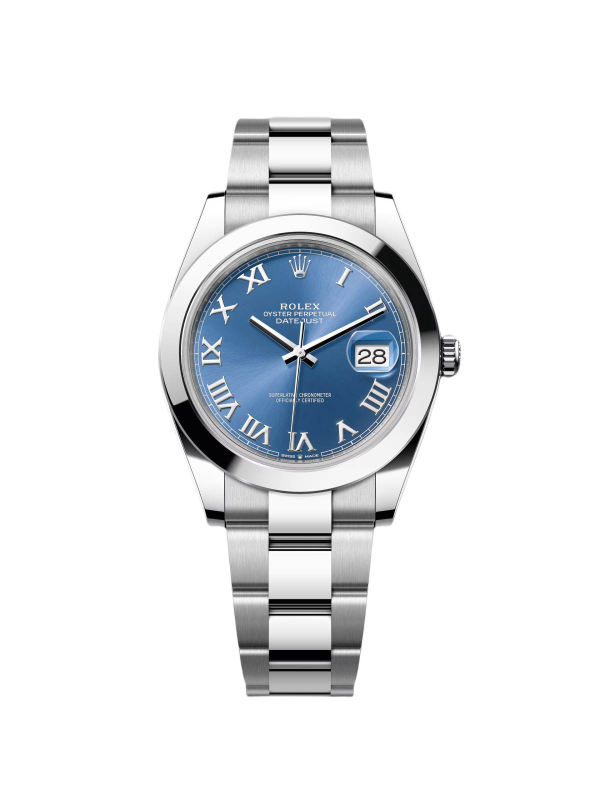 RLX Datejust 41mm 126300 Blue Roman Oyster Stainless Steel Watch