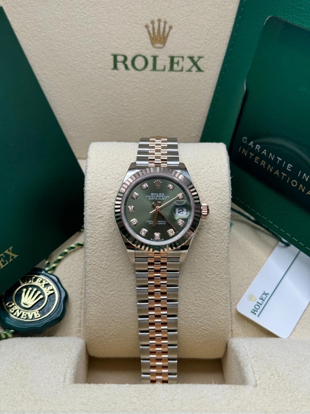 RLX Lady-Datejust 28mm 279171 Green Diamond Oyster Stainless Steel and Rose Gold