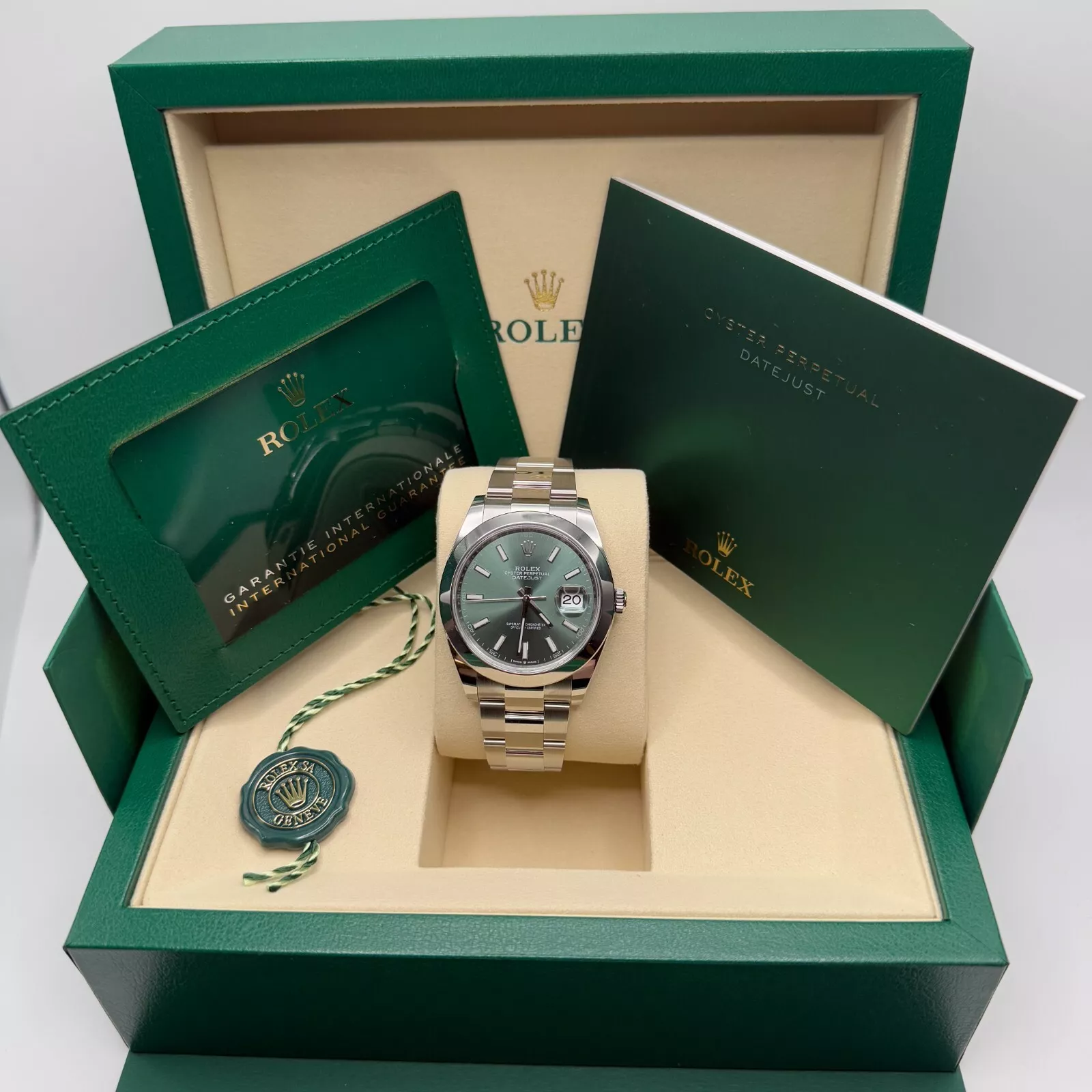 RLX Datejust 41mm 126300 Mint Green Dial Stainless Steel Oyster Bracelet Watch