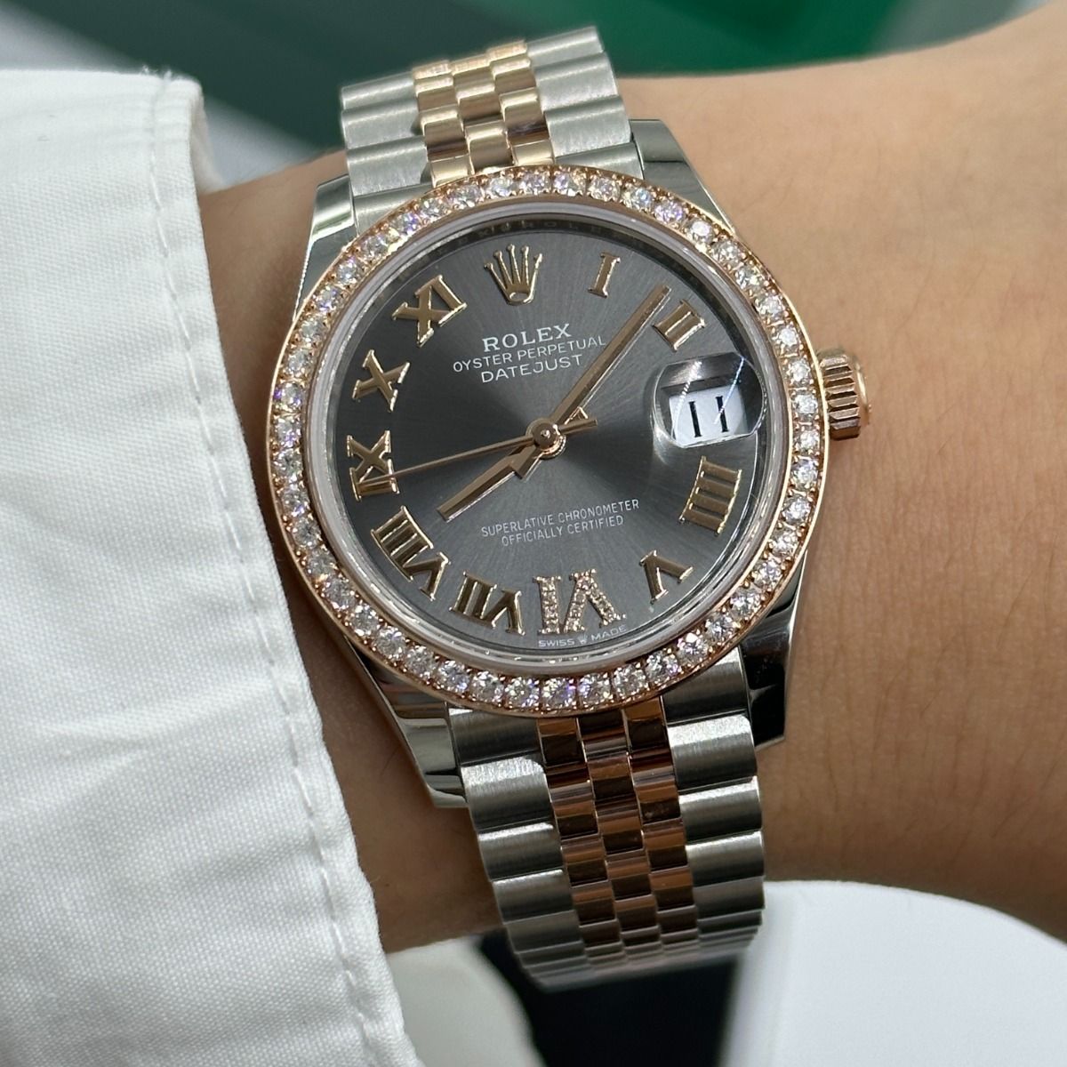 RLX Datejust m278381-0029/0030 Slate Roman Diamond Dial Diamond-Set Bezel 31mm
