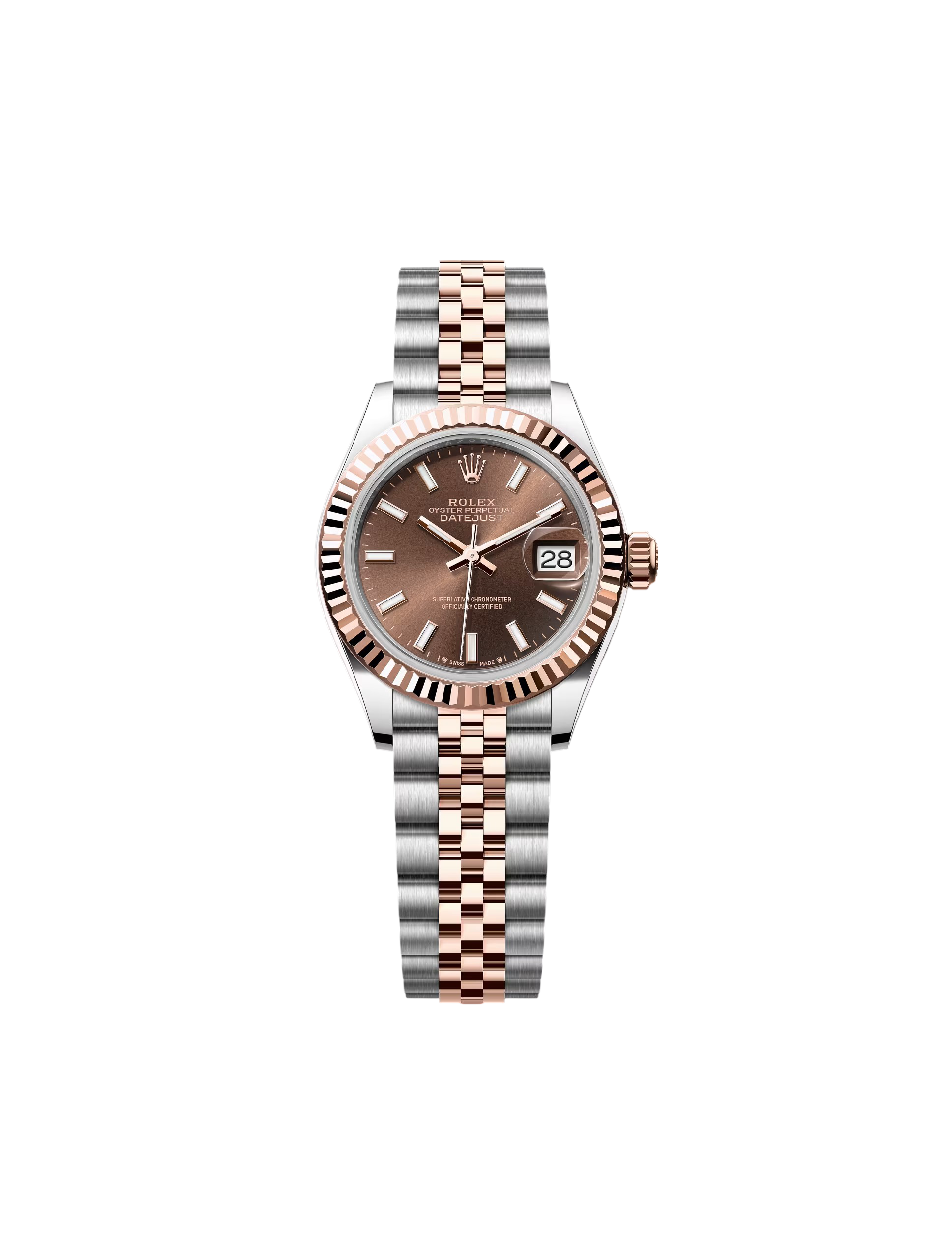 RLX Lady-Datejust 28mm 279171 Chocolate Index Oyster Stainless Steel and Rose Gold