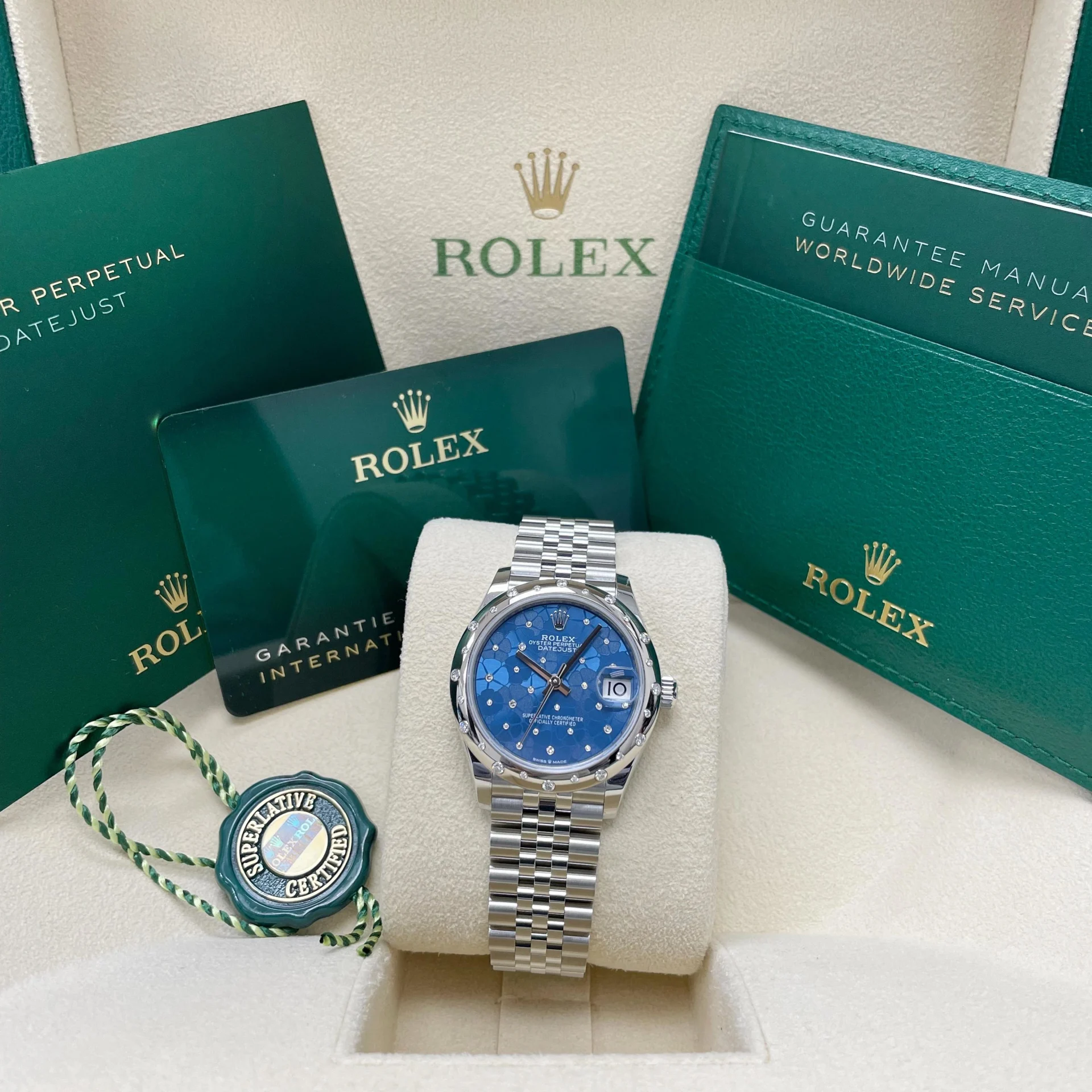 RLX Datejust m278344-0037/0038 Blue Floral Motif Dial 31mm Oyster