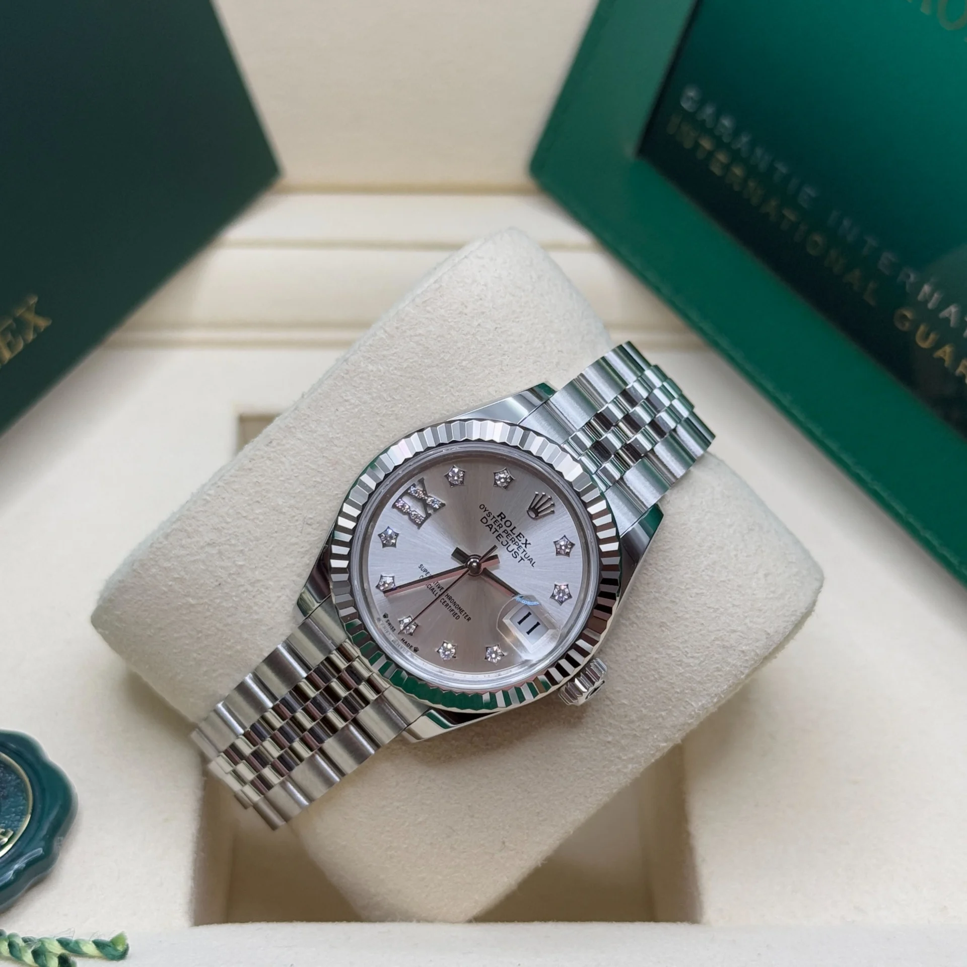RLX Lady-Datejust 28mm 279174 Silver Diamond Dial Oyster Bracelet
