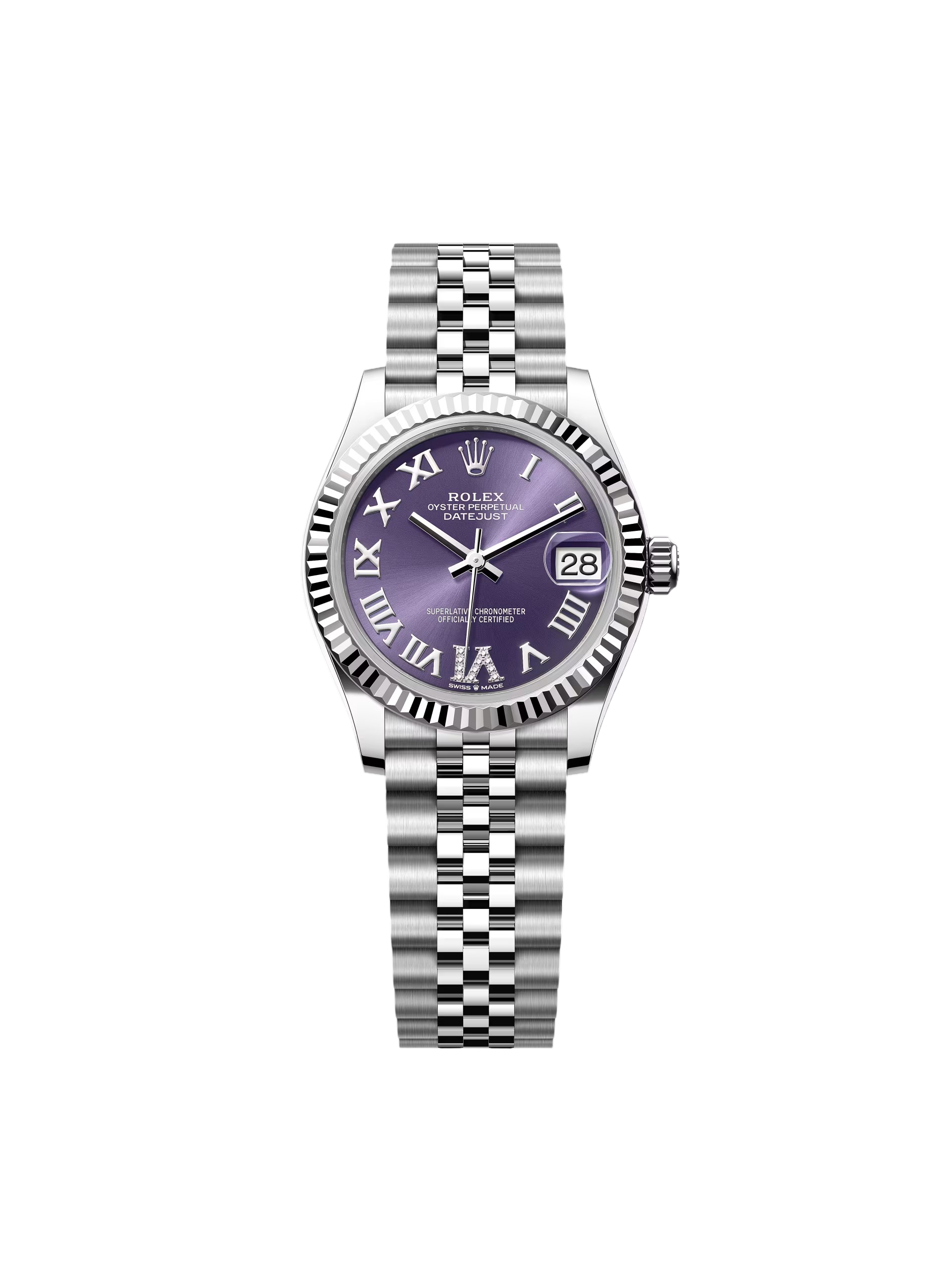 RLX Datejust m278274-0025/0026 Aubergine 31mm Dial Oyster Watch