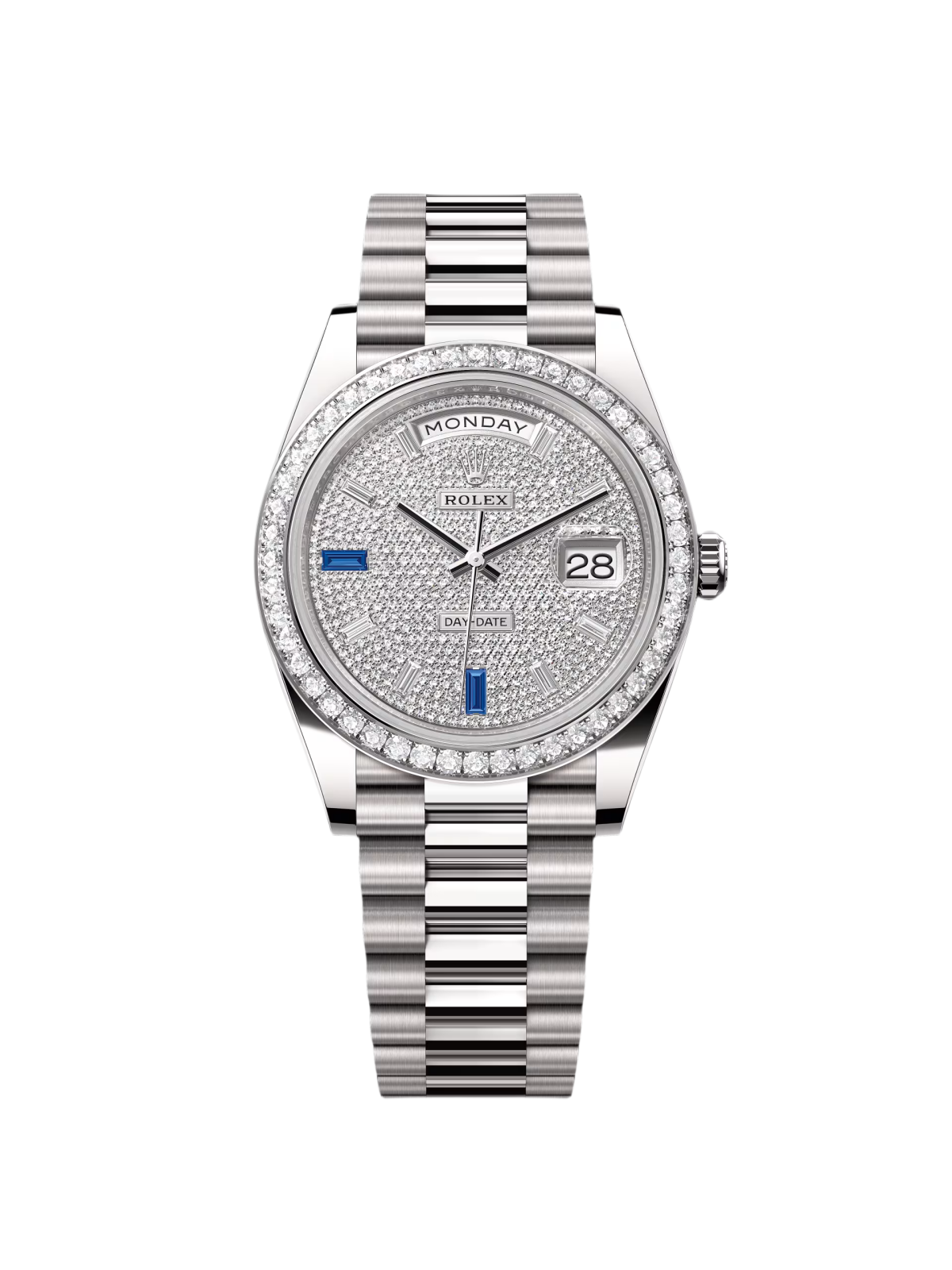 RLX 228349RBR-0036 Day-Date 40mm 18k White Gold Paved With Diamonds Watch