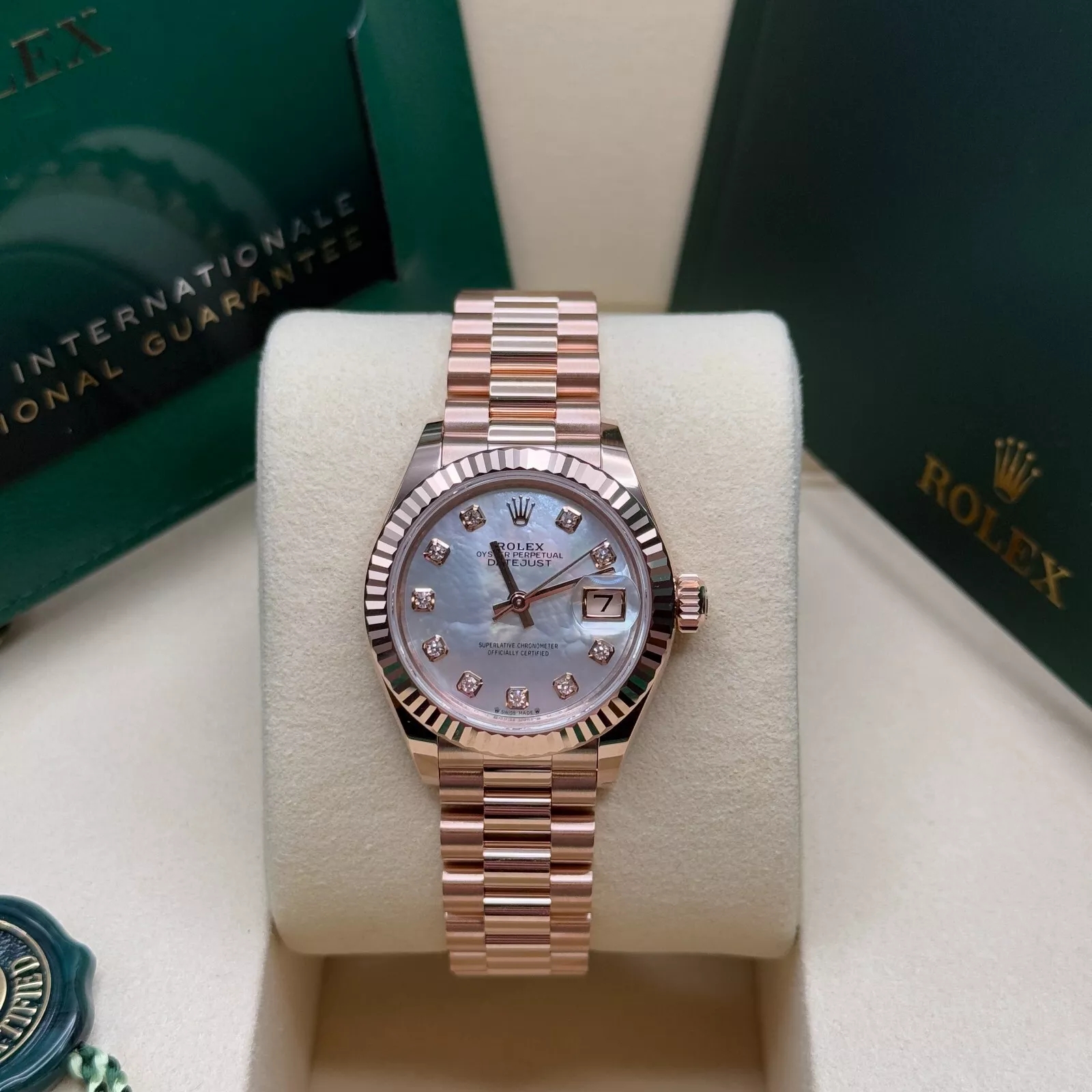 RLX Lady-Datejust 28mm 279175 Mother-of-Pearl Dial President Everose Gold