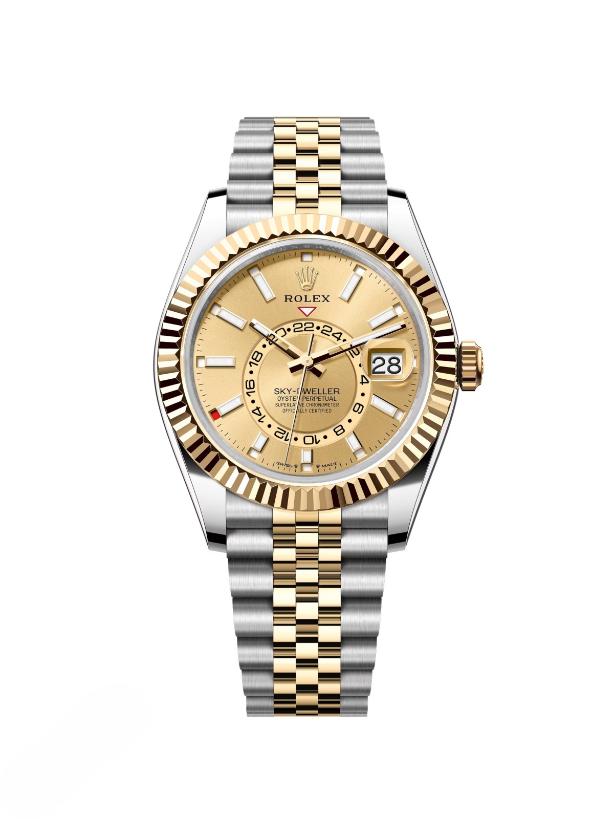 RLX  Sky-Dweller 42mm 336933-0001/0002 Two-Tone Yellow Gold Champagne Dial Oyster