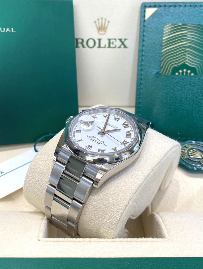 RLX  Datejust 36mm 126200 Stainless Steel White Roman Dial Oyster