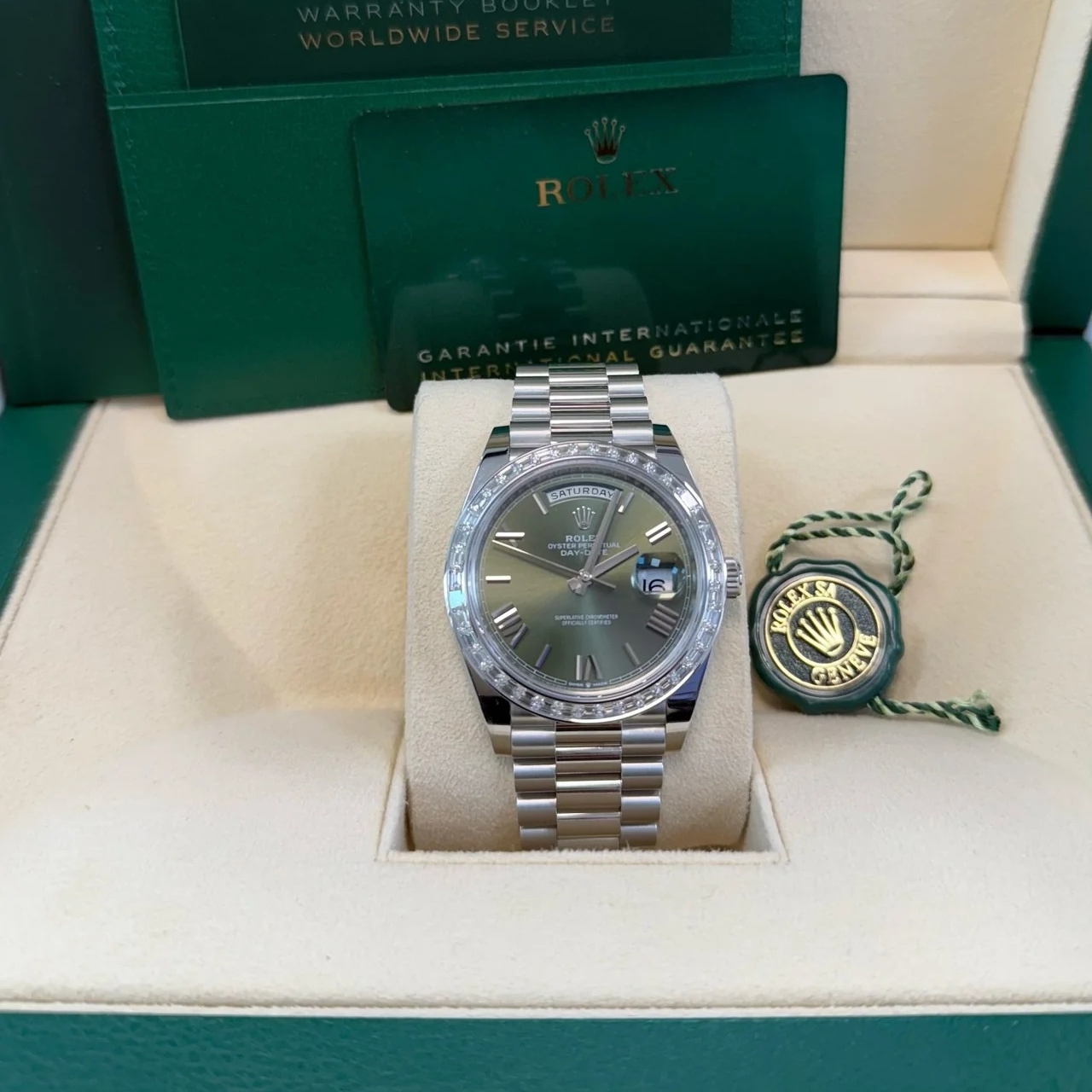 RLX Day-Date 40mm 228396TBR-0020 Green Roman Dial