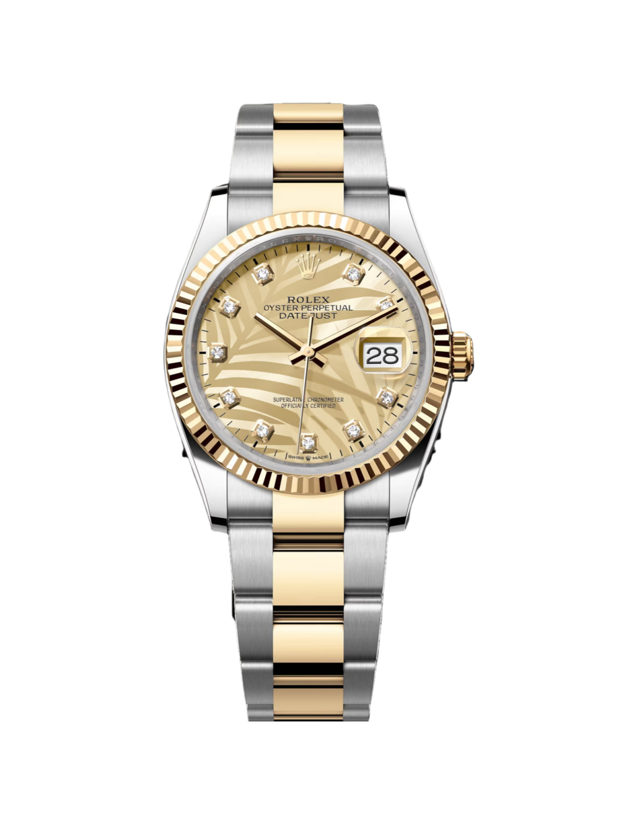 RLX  Datejust 36mm 126233 Champagne Palm Motif Diamond Dial and Jubilee Bracelet Watch
