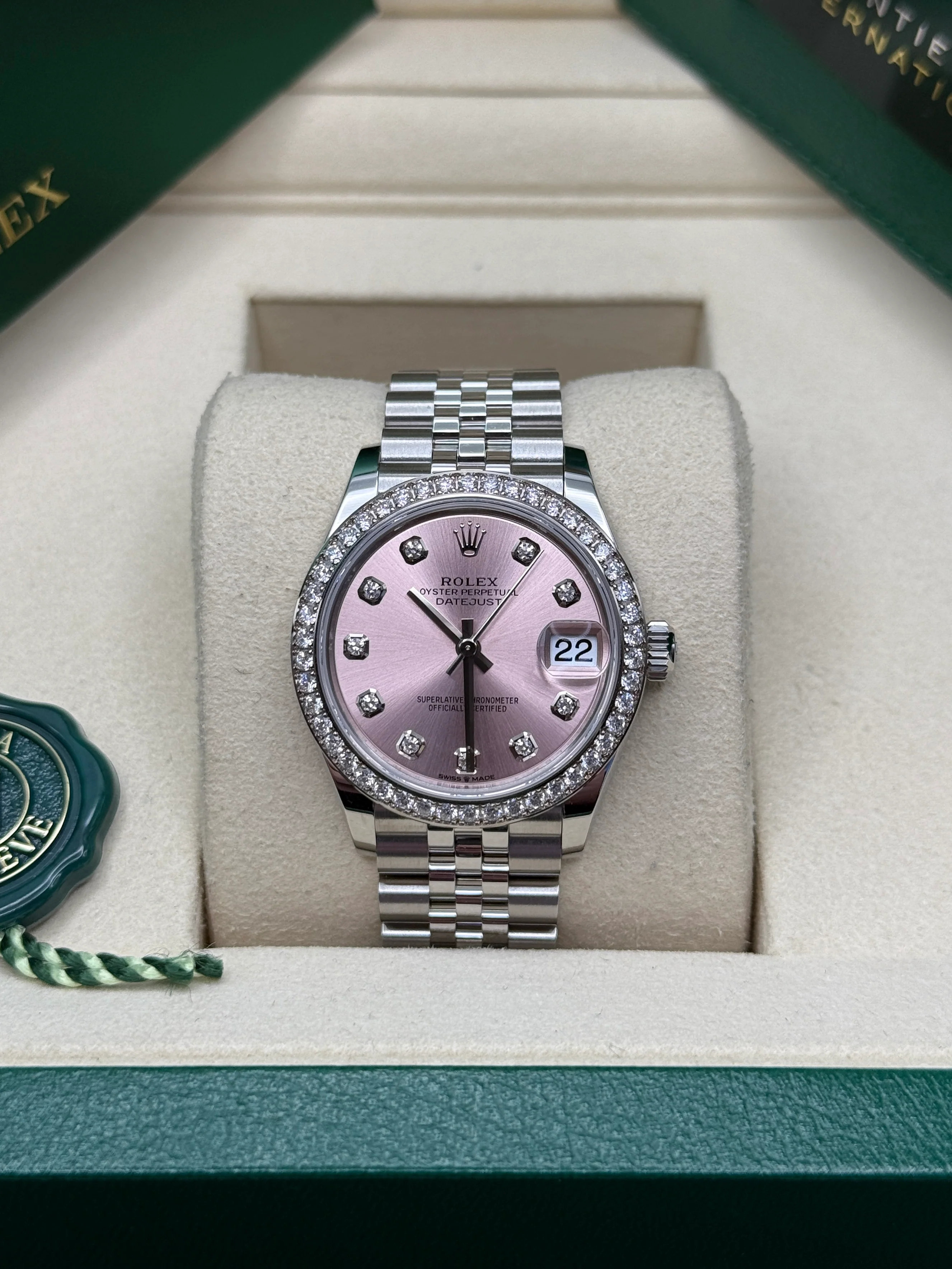 RLX Datejust m278384RBR-0035/0036 Pink 31mm Dial Oyster Watch