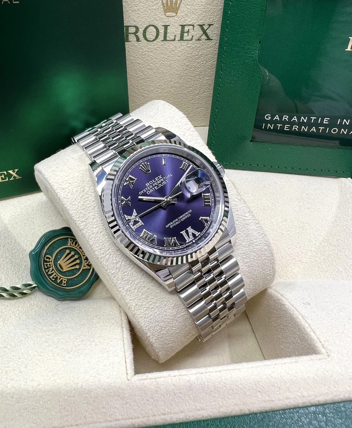 RLX  Datejust 36mm 126234 Datejust Aubergine Purple Diamond Roman Oyster Stainless Steel