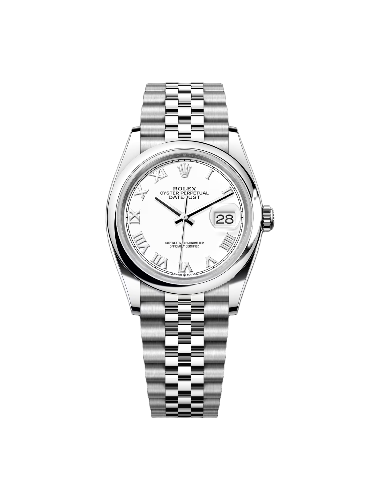 RLX  Datejust 36mm 126200 Stainless Steel White Roman Dial Oyster