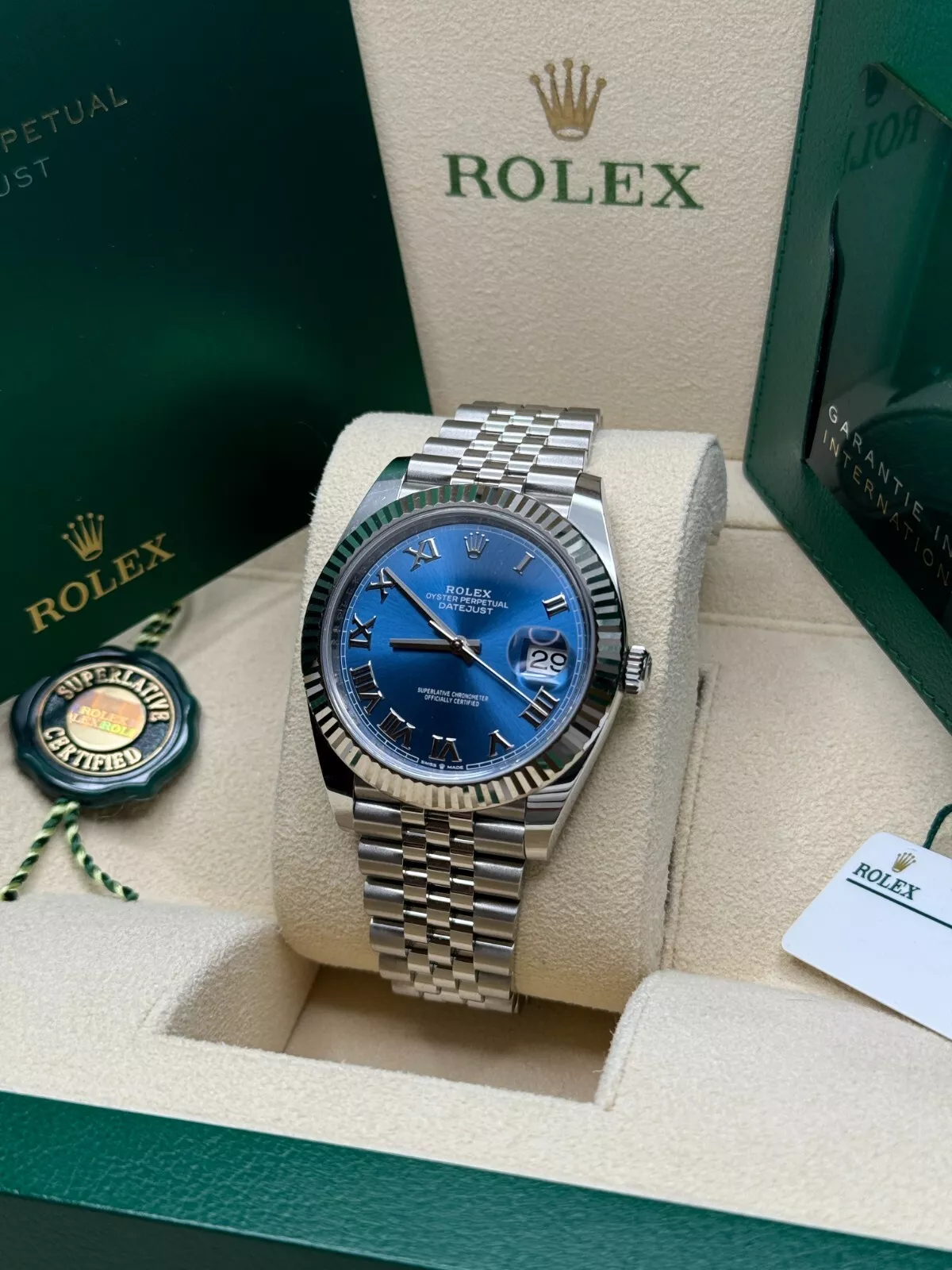 RLX  Datejust 41mm 126334 Blue Roman Oyster Stainless Steel Men’s Watch