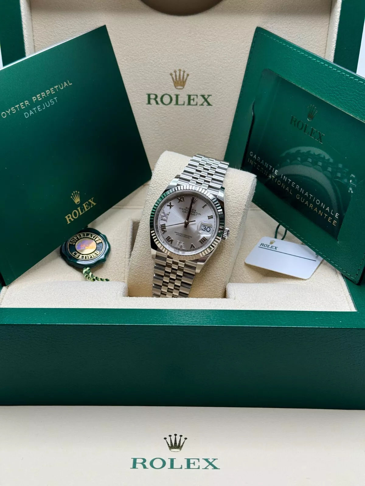 RLX  Datejust 36mm 126234 White Roman Dial Oyster Stainless Steel Mens