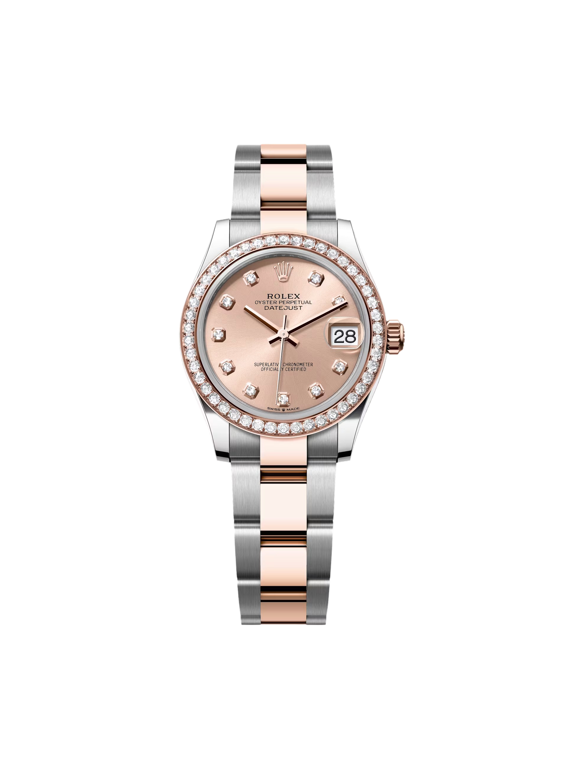 RLX Datejust m278381-0023/0024 Rose Diamond 31mm Dial Diamond-Set Bezel and Oyster Bracelet Watch
