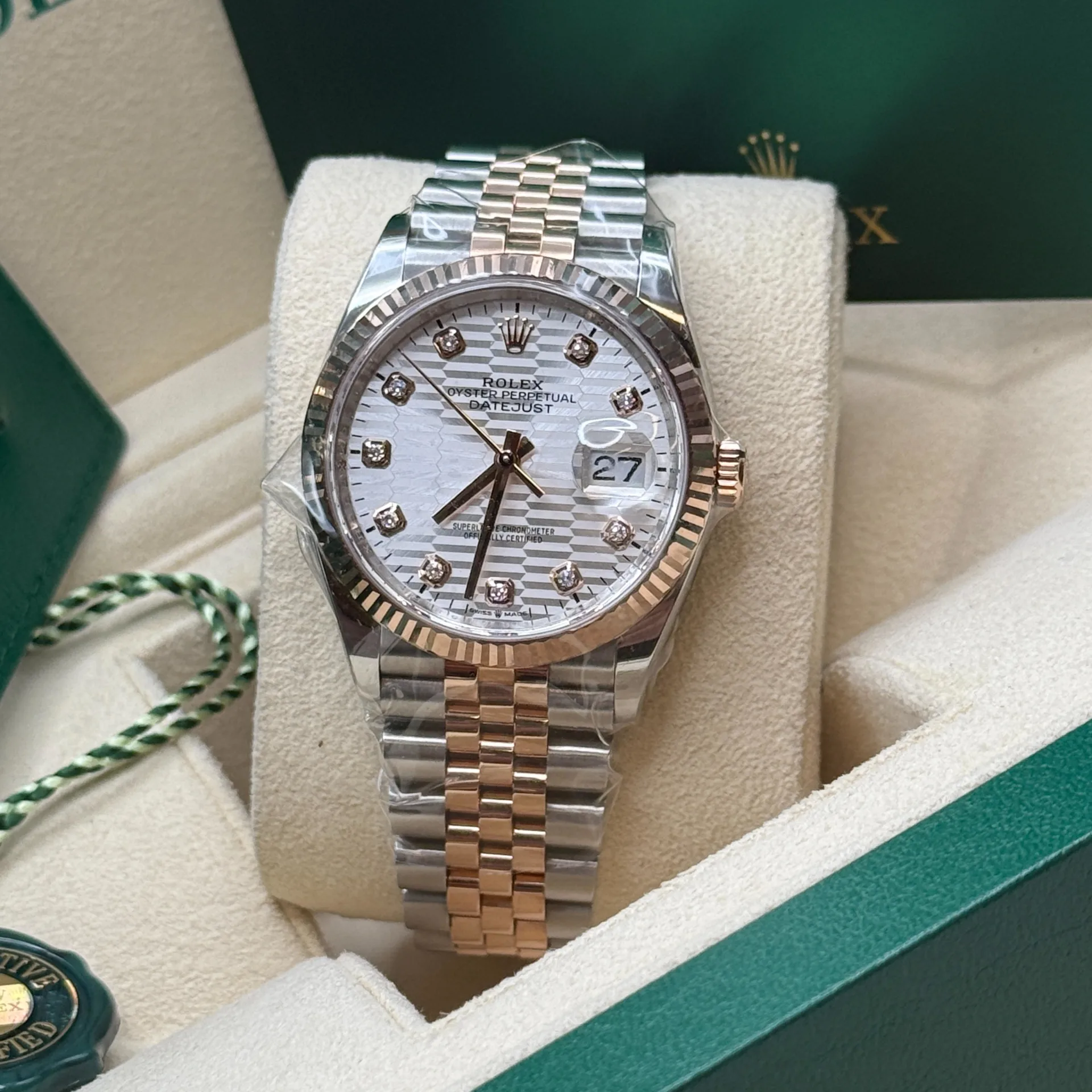 RLX  Datejust 36mm 126231 Silver Fluted Motif Dial Oystersteel and Everose gold Bracelet