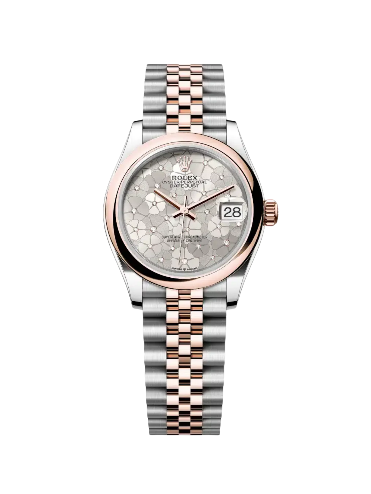 RLX Datejust m278241-0031/0032 31mm  Silver Floral Motif Dial Oyster Bracelet Watch