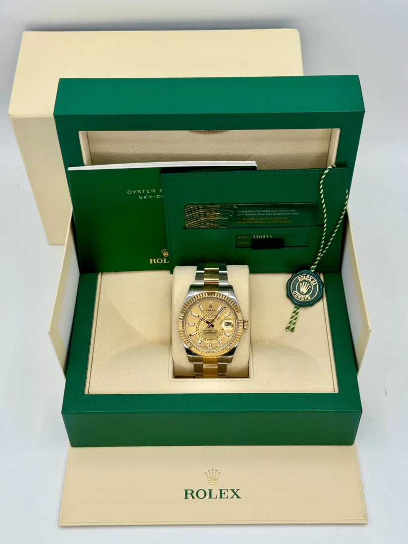 RLX  Sky-Dweller 42mm 336933-0001/0002 Two-Tone Yellow Gold Champagne Dial Oyster