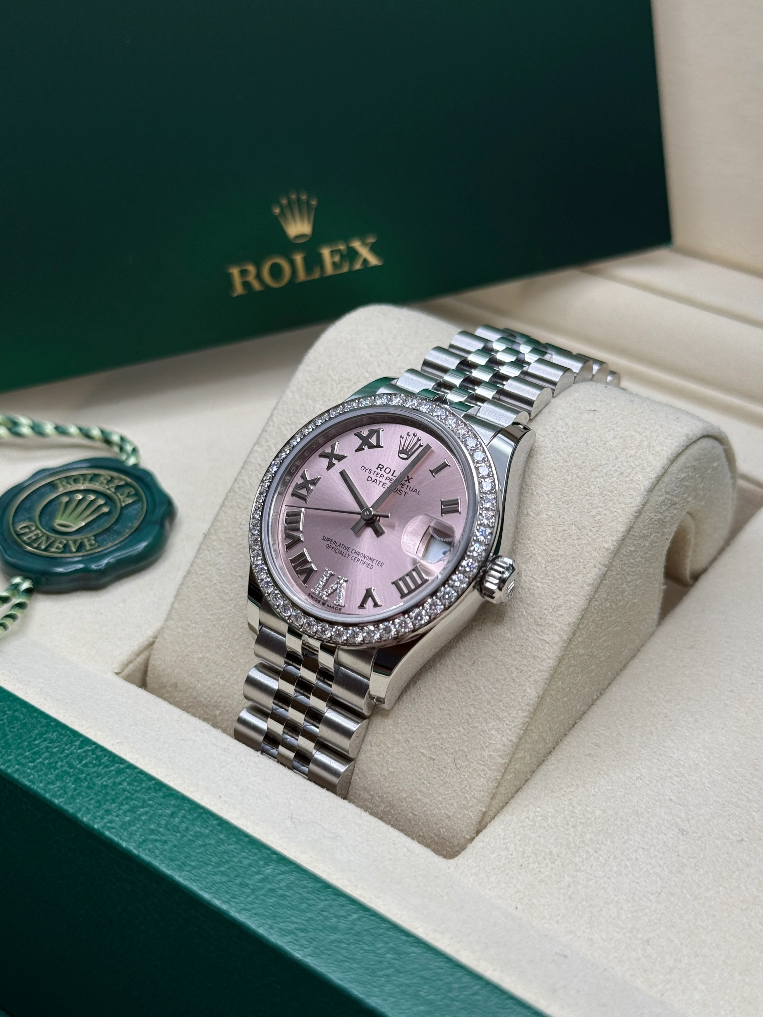 RLX Datejust m278384RBR-0027/0028 Pink 31mm Dial Oyster Watch